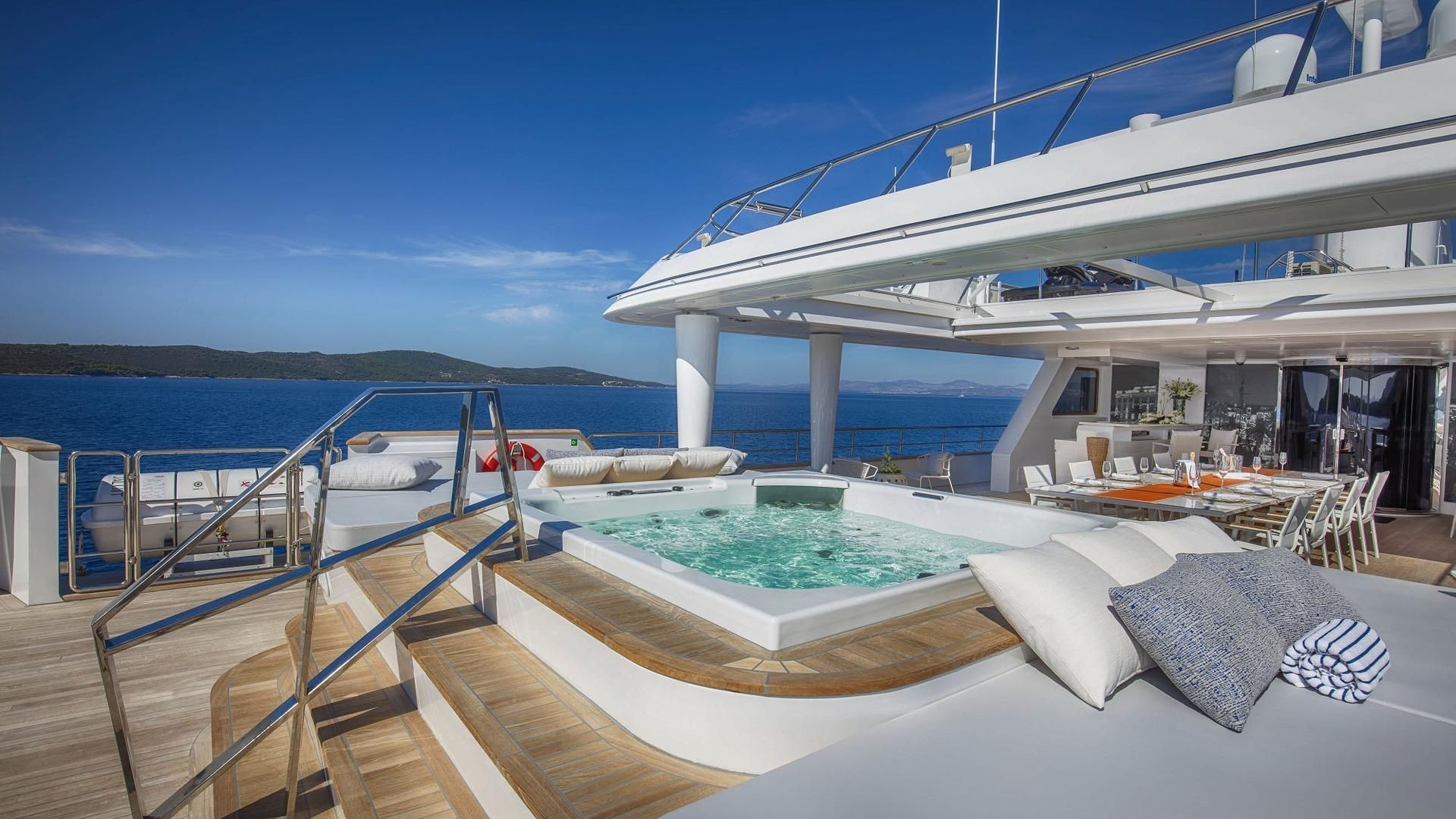 "KATINA", a 2015 Brodosplit 60m motor yacht for charter, sundeck jacuzzi
