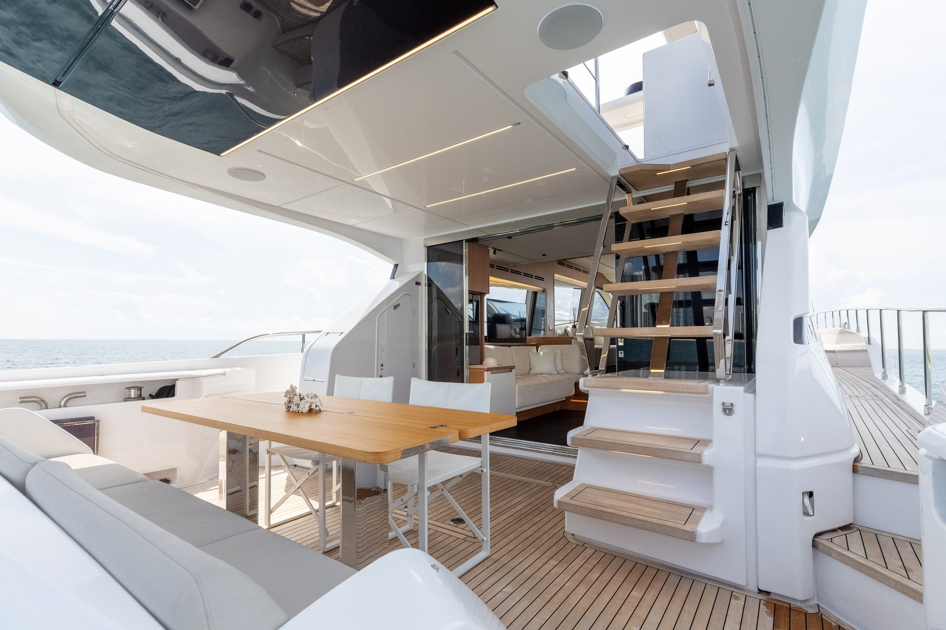 "KATRIN I", a 2025 Ferretti Yachts 20.42m motor yacht for sale, cockpit dining