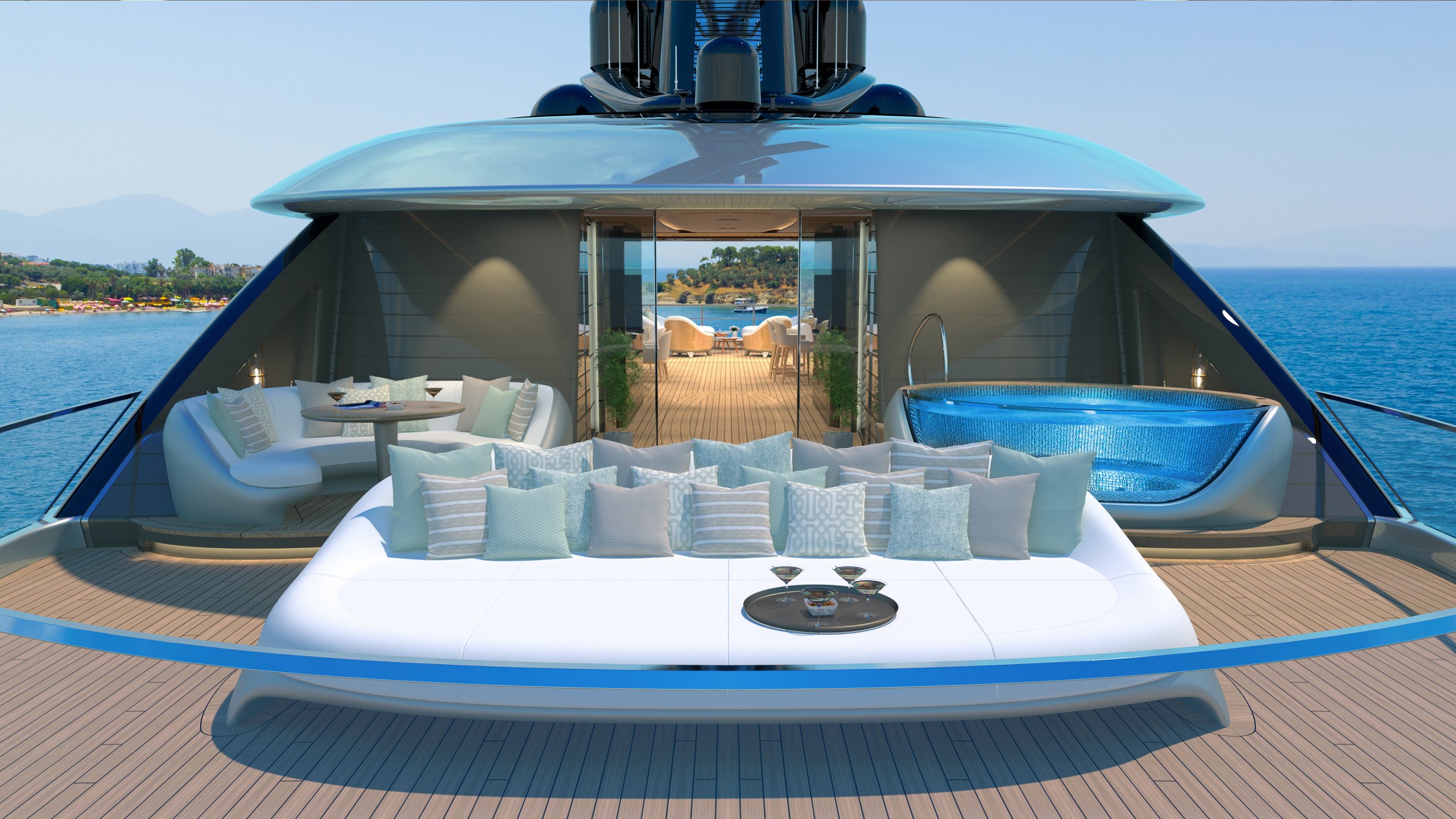 "KENSHO", a 2022 Admiral Yachts 75.18m motor yacht for charter, beach club