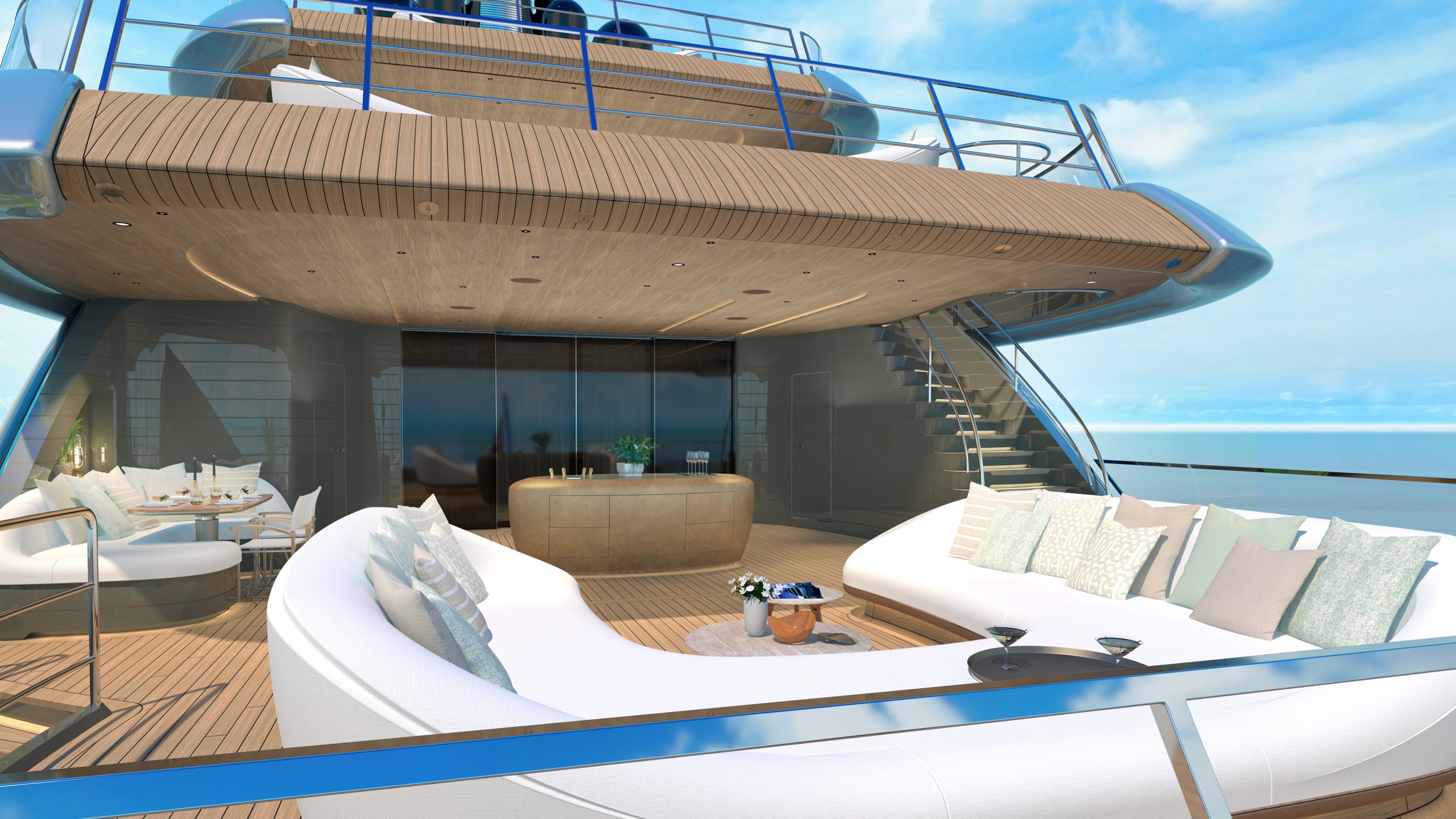 "KENSHO", a 2022 Admiral Yachts 75.18m motor yacht for charter, aft deck
