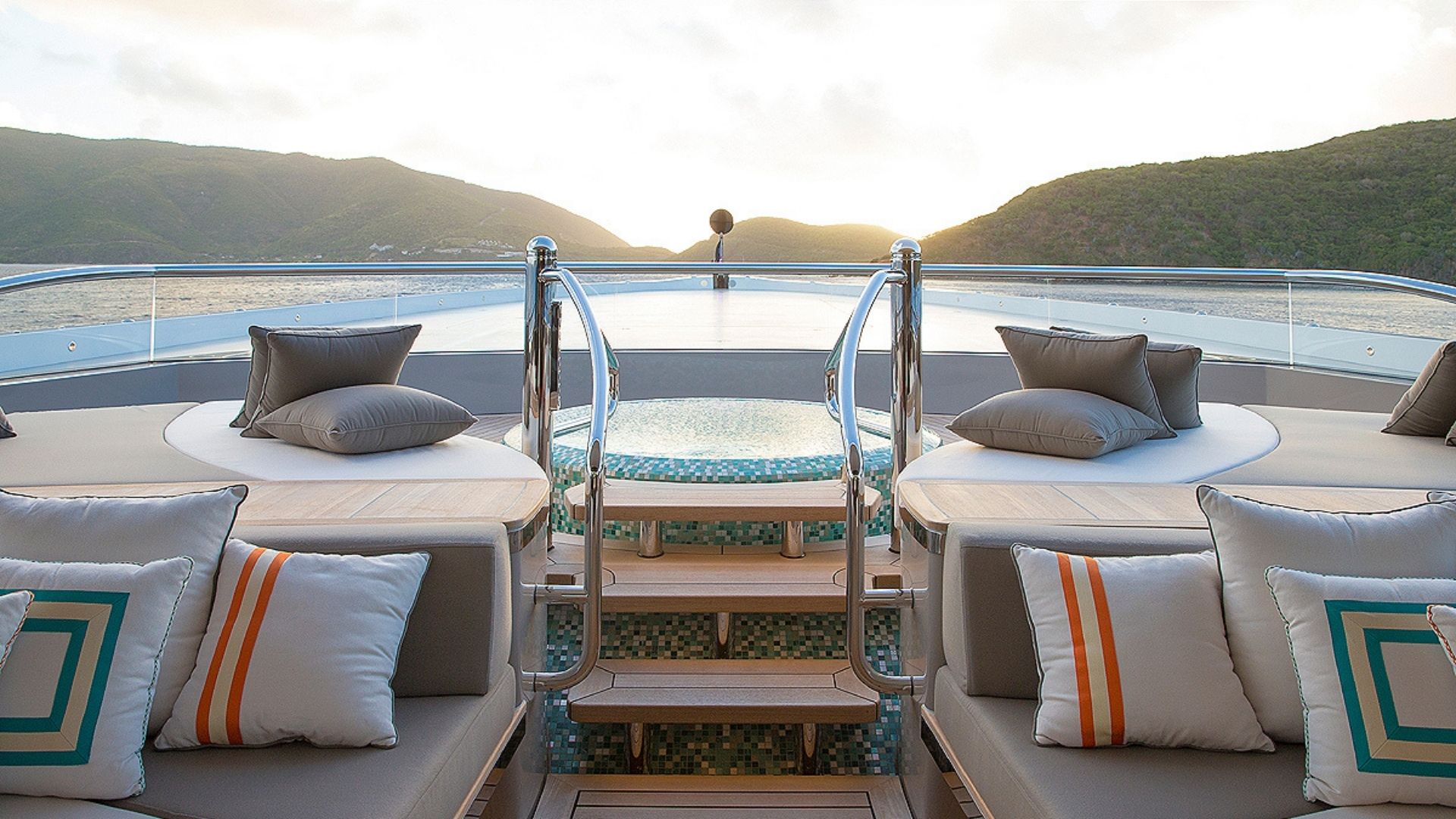 "WHISPER", a 2014 Lurssen 95.2m motor yacht for charter, sundeck jacuzzi