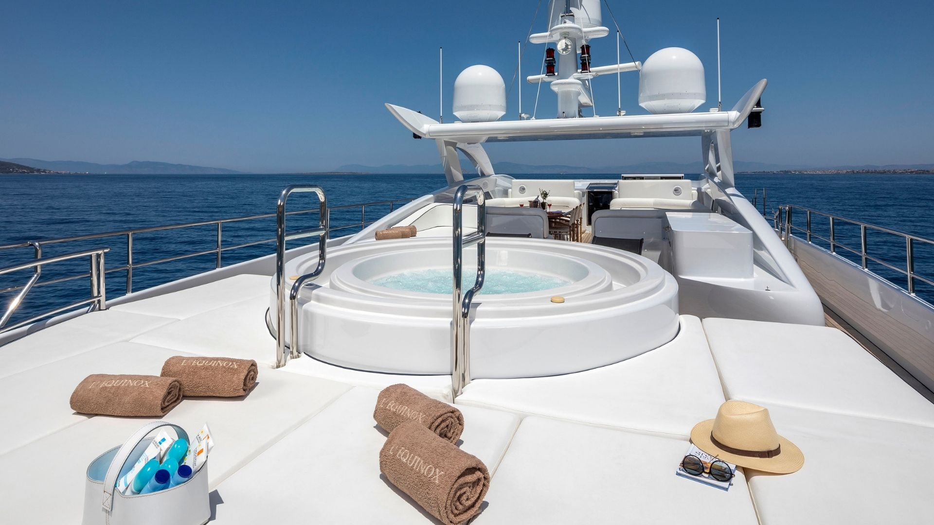 "L'EQUINOX", a 2006 Heesen Yachts 37.3m motor yacht for charter, sundeck jacuzzi