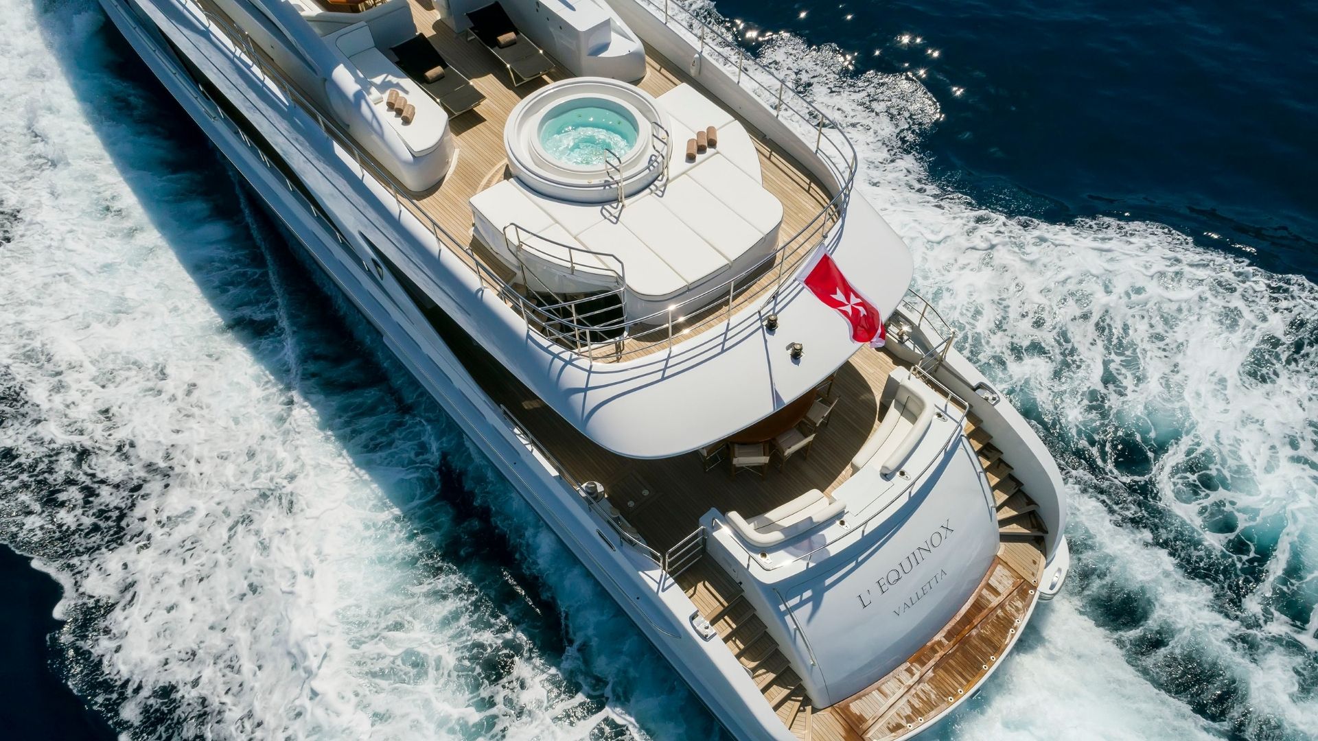 "L'EQUINOX", a 2006 Heesen Yachts 37.3m motor yacht for charter, aerial