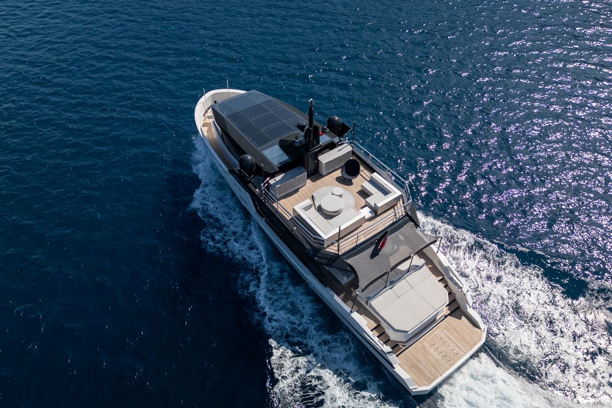 "LA CREME", a 2023 23.98m motor yacht for sale, aerial