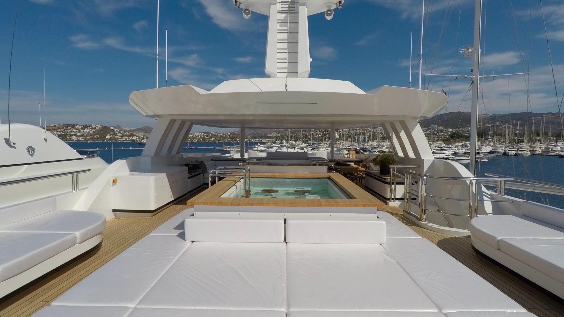 "LIQUID SKY", a 2017 CMB Yachts 47m motor yacht for charter, sundeck jacuzzi