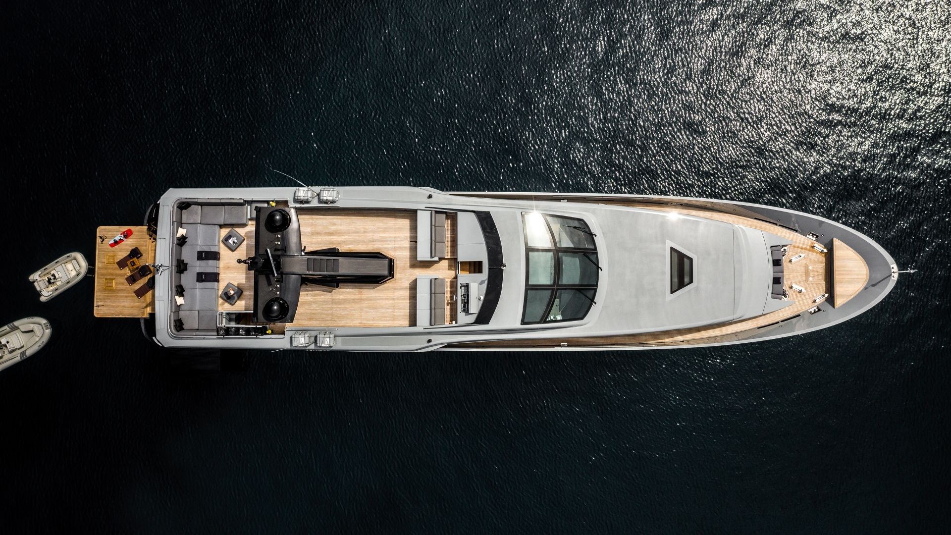 "MADO", a 2009 Admiral Yachts 39.25m motor yacht for charter, aerial