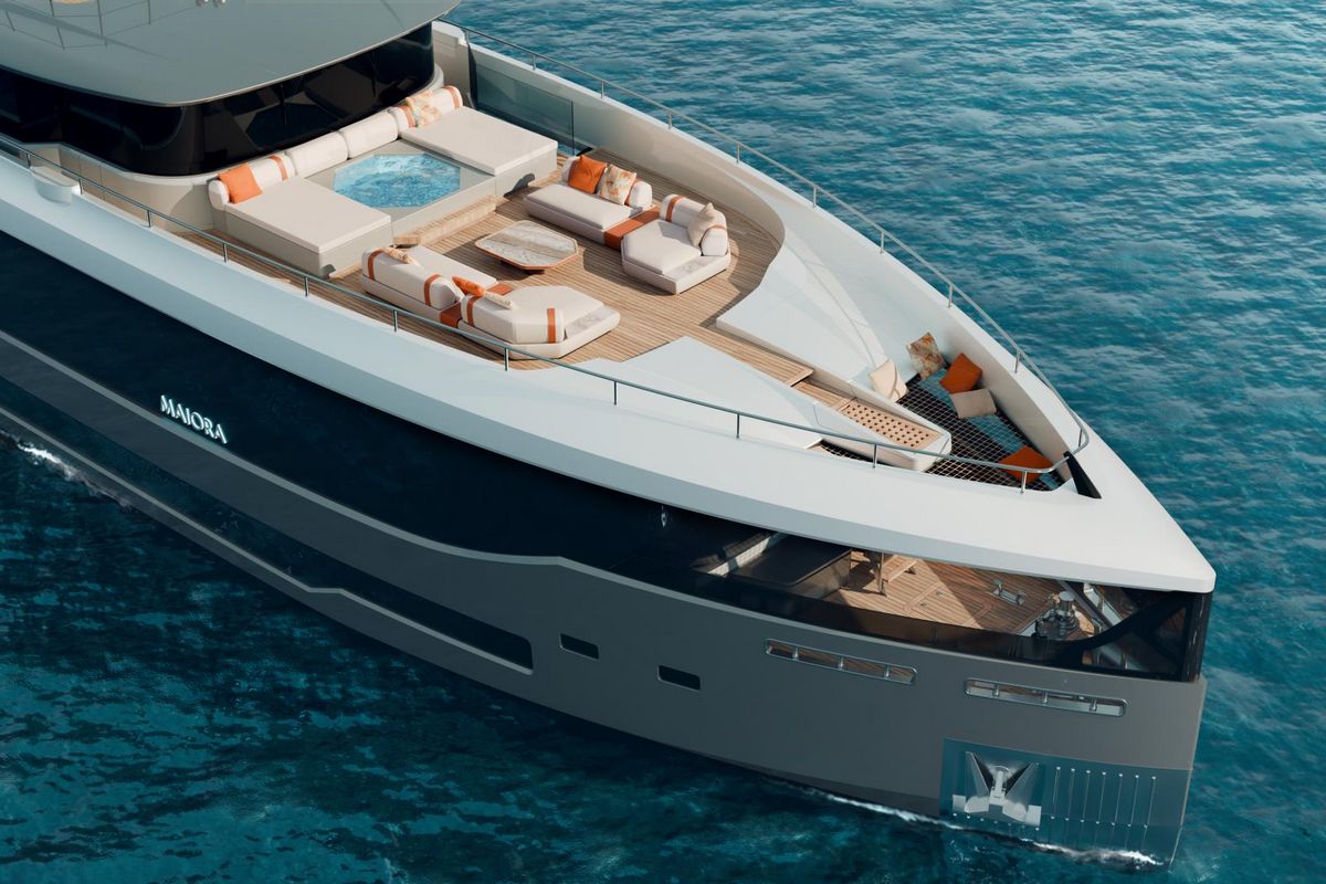 MAIORA 36 EXUMA, a 2028 MAIORA 36.9m motor yacht for sale, aerial