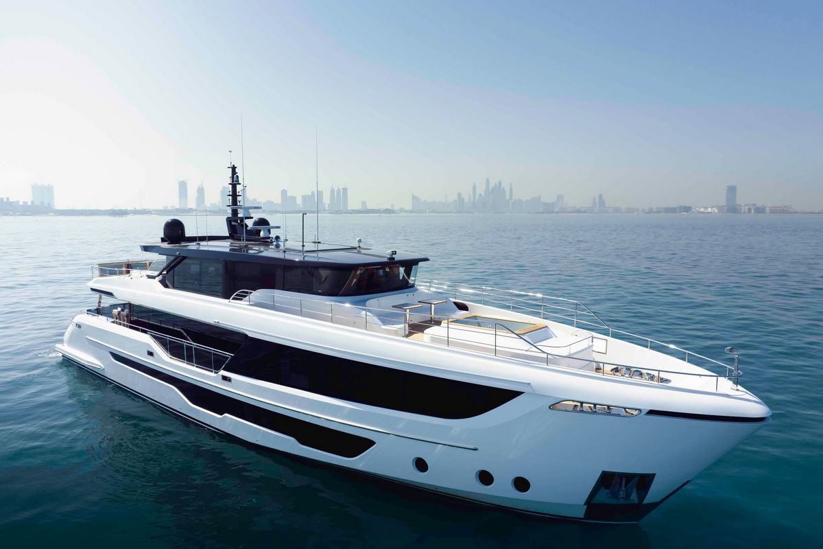 MAJESTY 111, a 2028 Majesty 34.1m motor yacht for sale, profile starboard