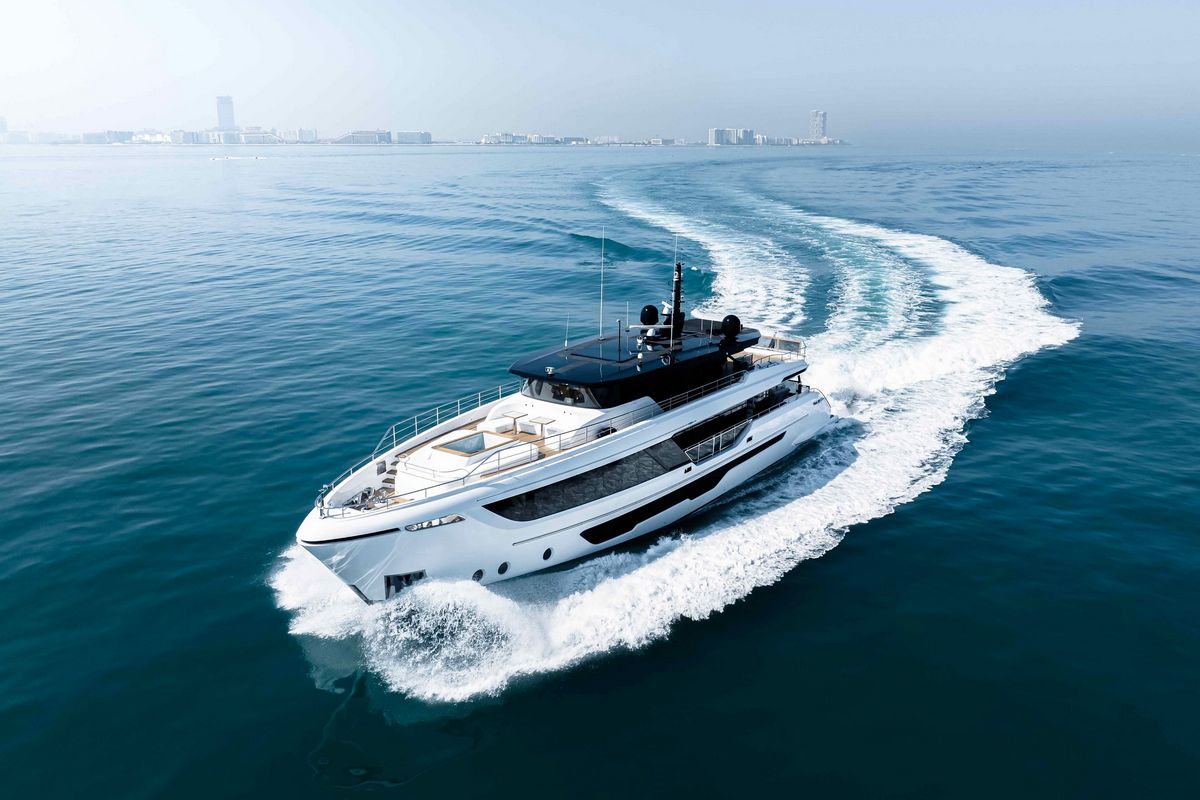 MAJESTY 111, a 2028 Majesty 34.1m motor yacht for sale, aerial