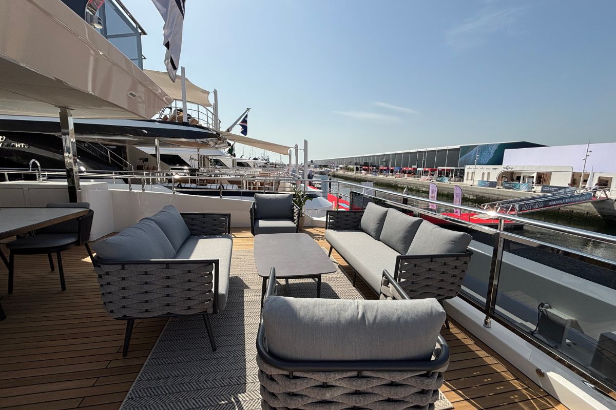 MAJESTY 112 TERRACE, a 2025 Majesty 34.12m motor yacht for sale, aft deck