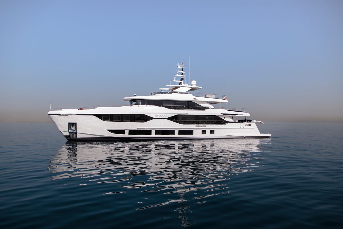 MAJESTY 120, a 2028 Majesty 37m motor yacht for sale, profile starboard