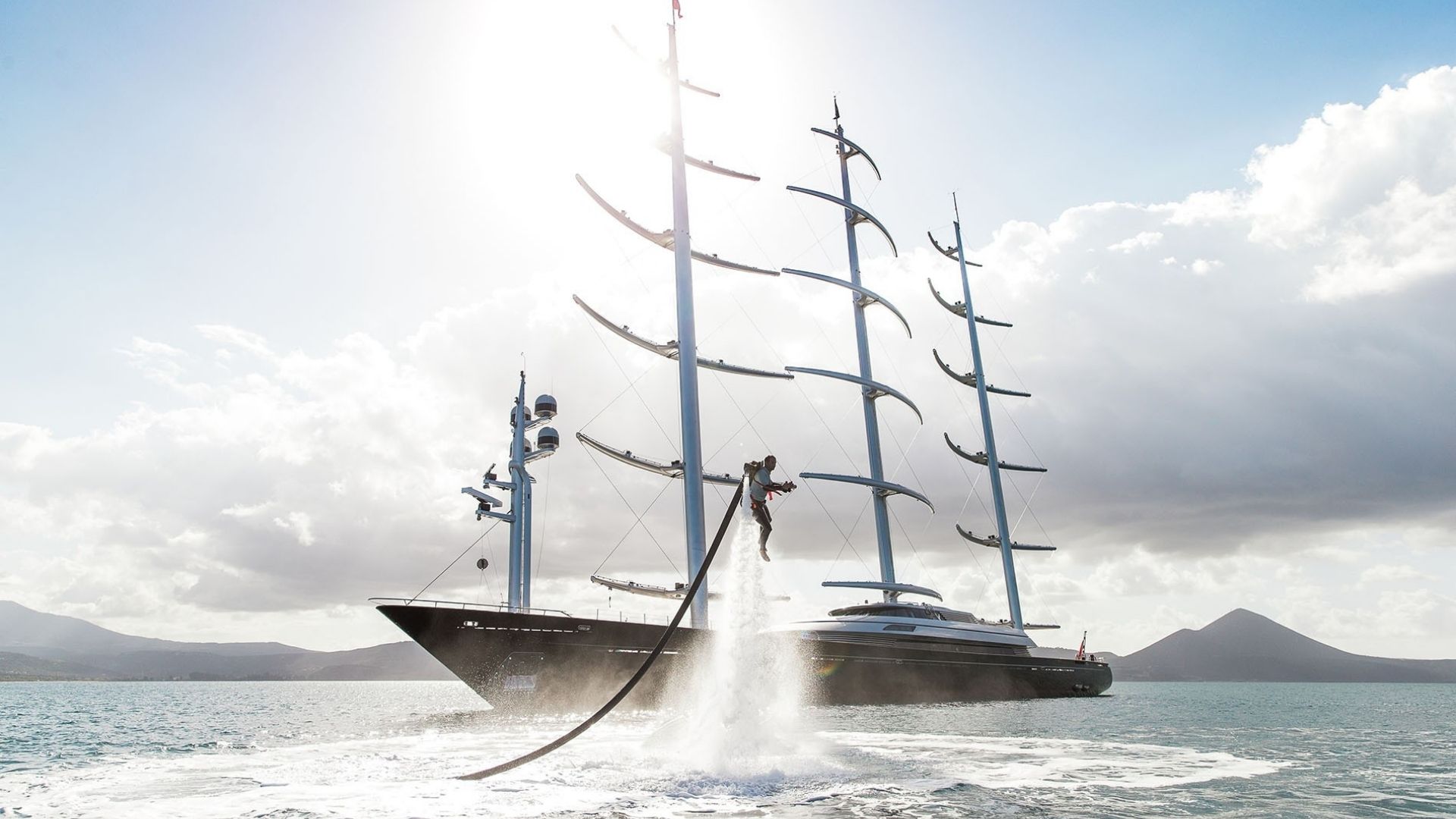 "MALTESE FALCON", a 2006 Perini Navi 88m sailing yacht for charter, at anchor