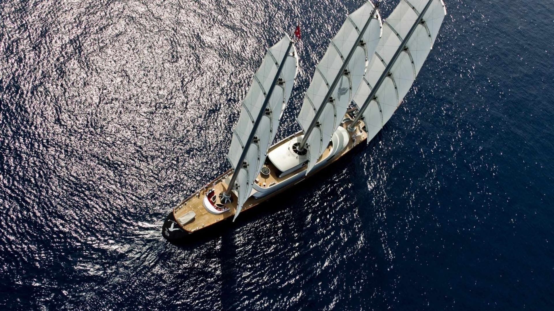 "MALTESE FALCON", a 2006 Perini Navi 88m sailing yacht for charter, aerial