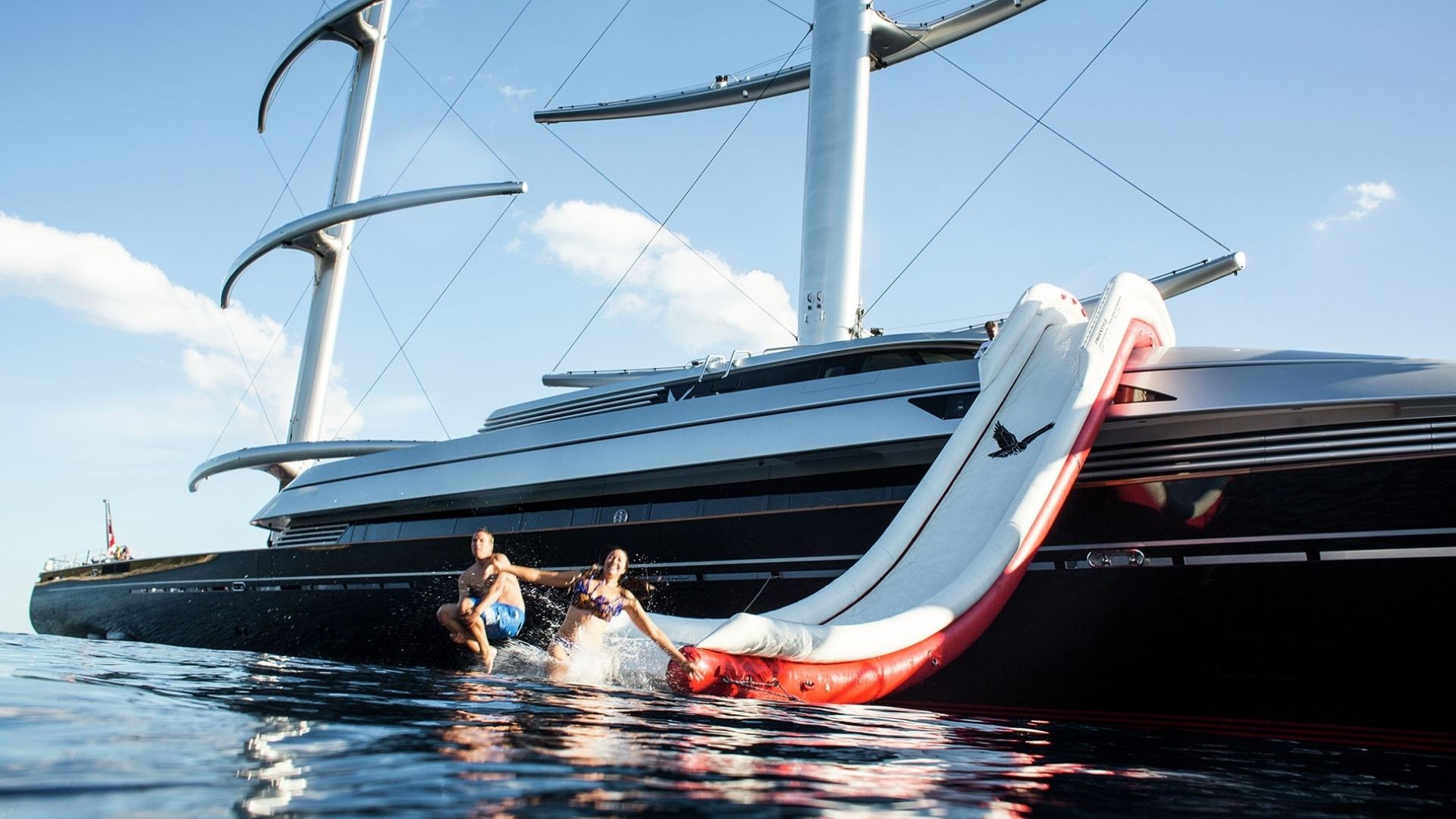 "MALTESE FALCON", a 2006 Perini Navi 88m sailing yacht for charter, at anchor