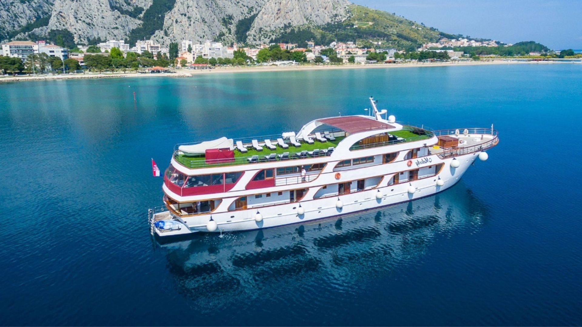 "MELODY", a 2015 Custom 42.14m motor yacht for charter, aerial