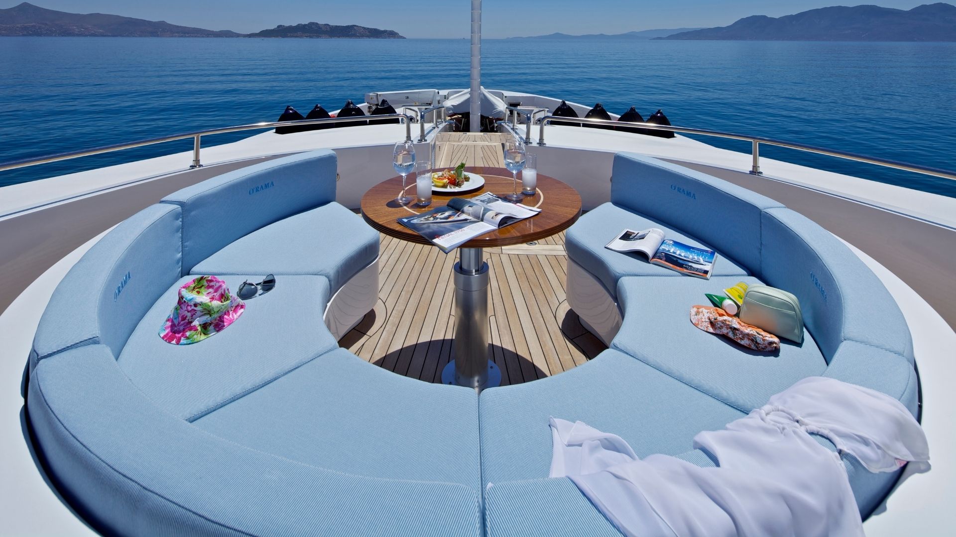 "MIA RAMA", a 2010 Golden Yachts 53.54m motor yacht for charter, bow lounge