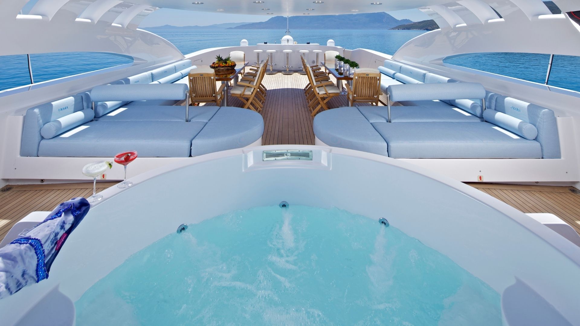 "MIA RAMA", a 2010 Golden Yachts 53.54m motor yacht for charter, sundeck jacuzzi
