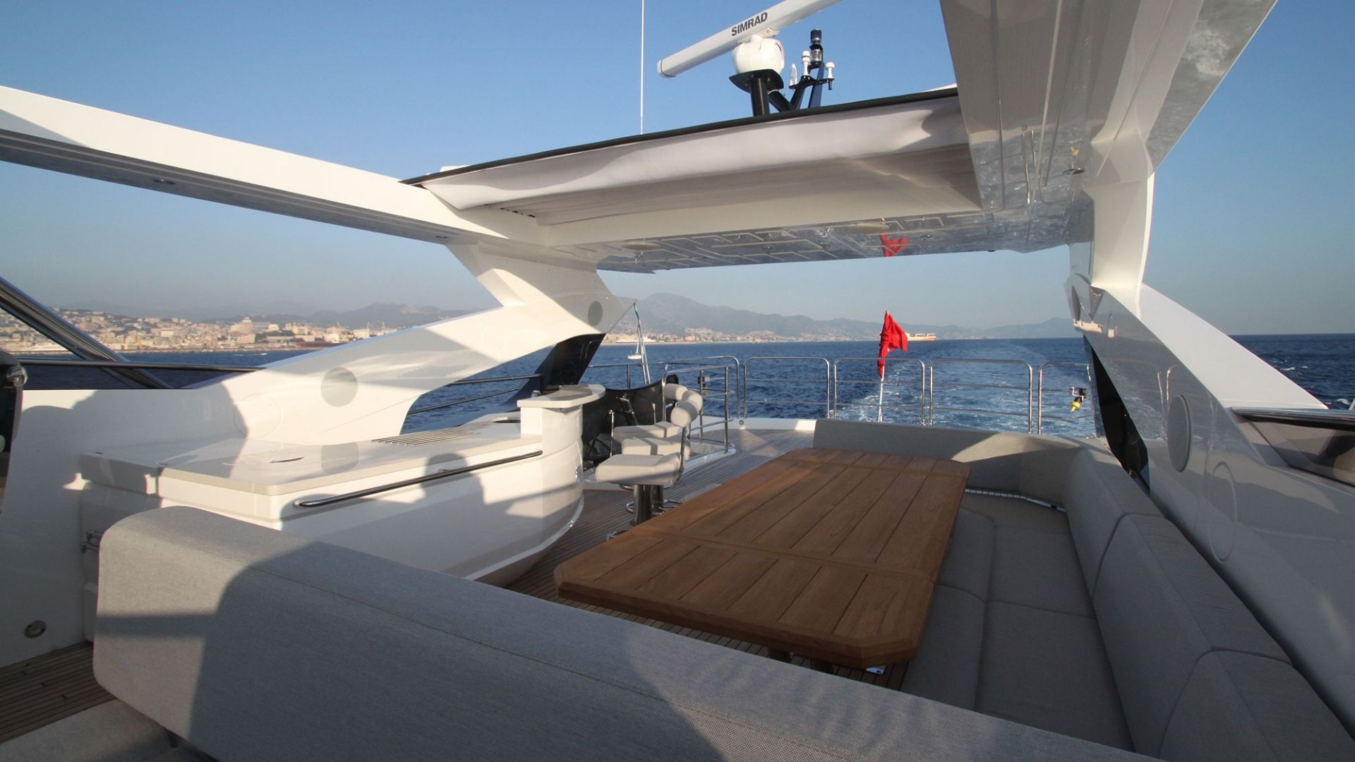 "MR. K IRISTON", a 2021 Sunseeker 28.06m motor yacht for charter, flybridge helm