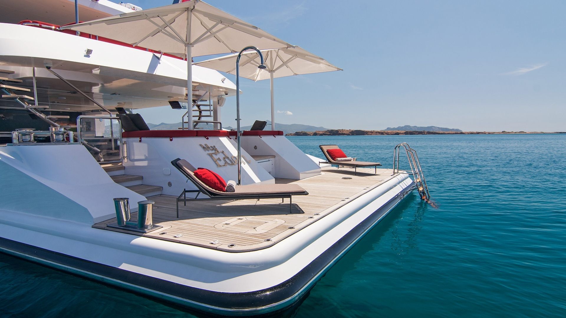 "MY EDEN", a 1999 Golden Yachts 45.5m motor yacht for charter, transom
