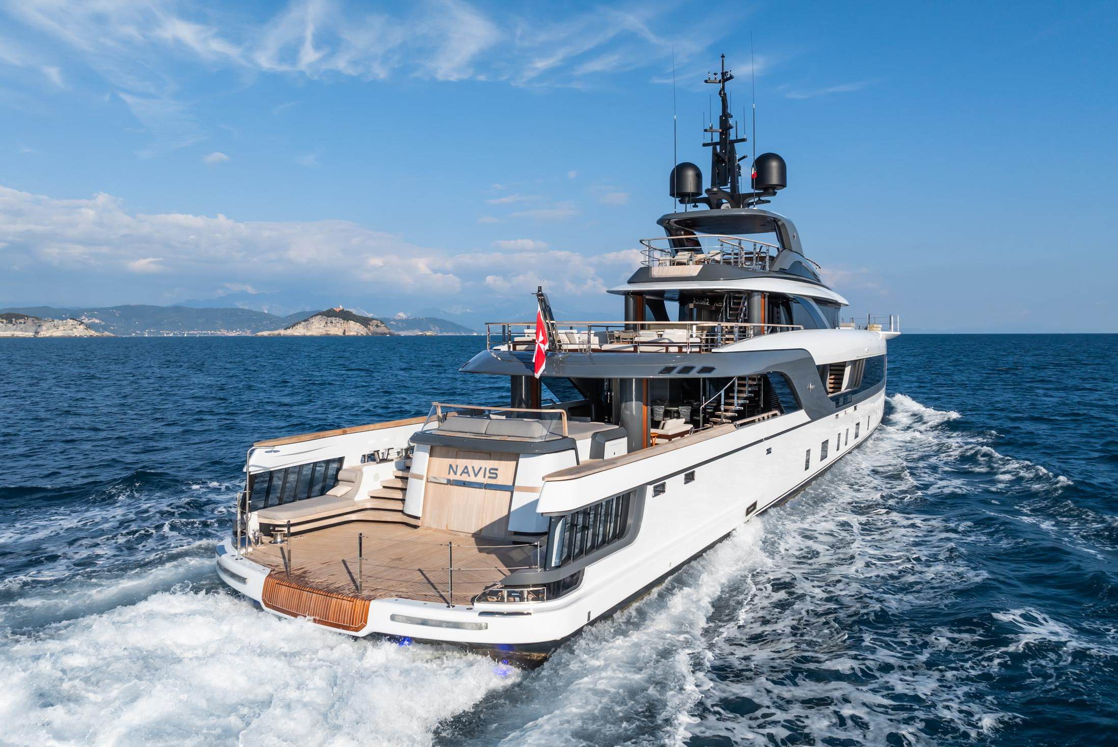 "NAVIS", a 2024 Admiral Yachts 55.2m motor yacht, for sale with Smart Yachts, at anchor