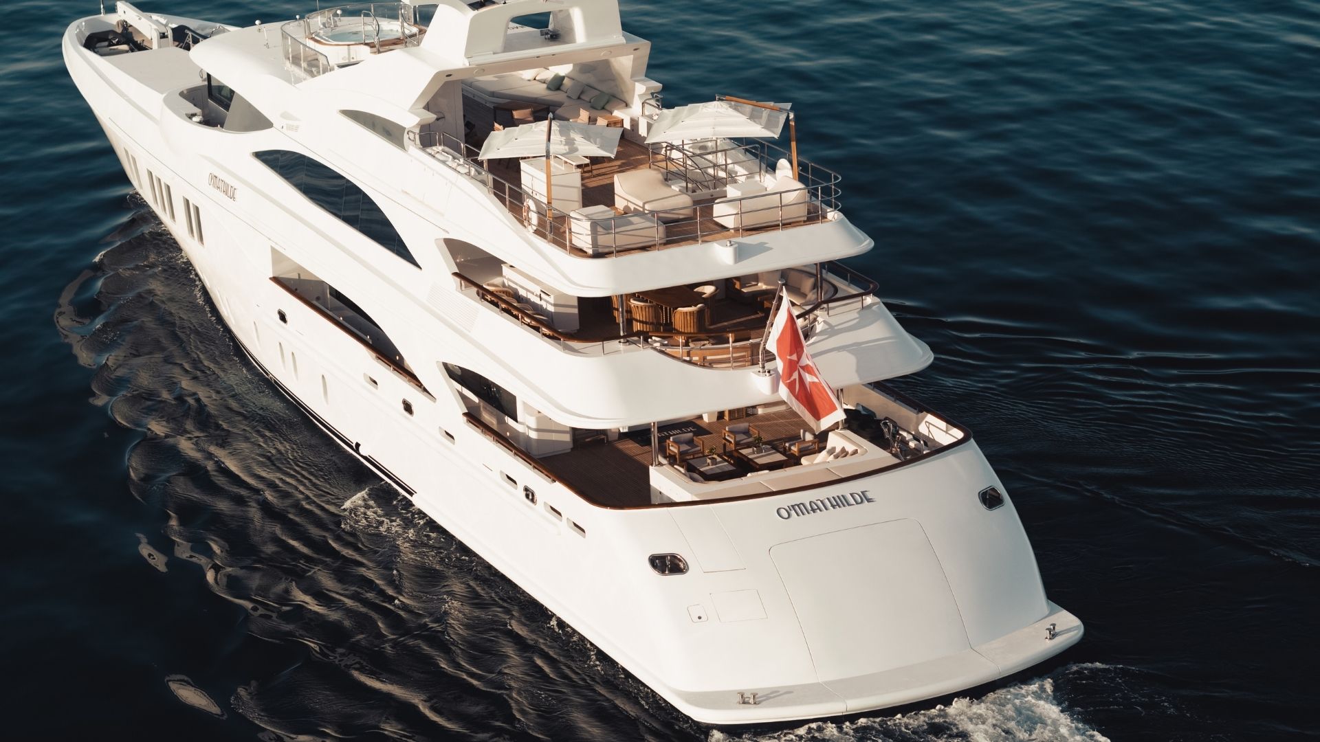 "O'MATHILDE", a 2018 Golden Yachts 56m motor yacht for charter, stern