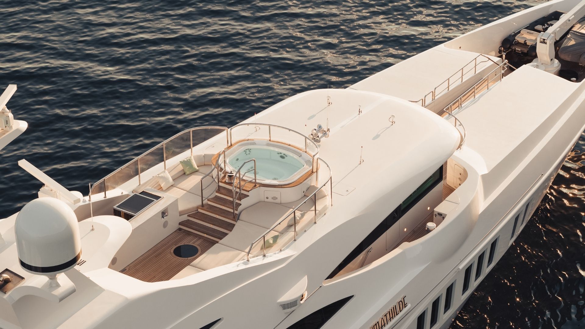 "O'MATHILDE", a 2018 Golden Yachts 56m motor yacht for charter, aerial