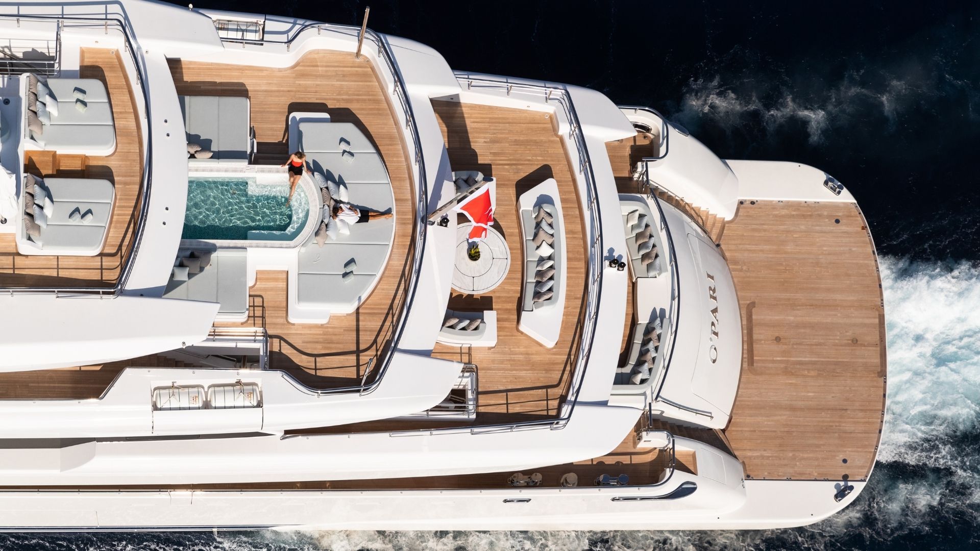 "O'PARI", a 2020 Golden Yachts 95m motor yacht for charter, aerial