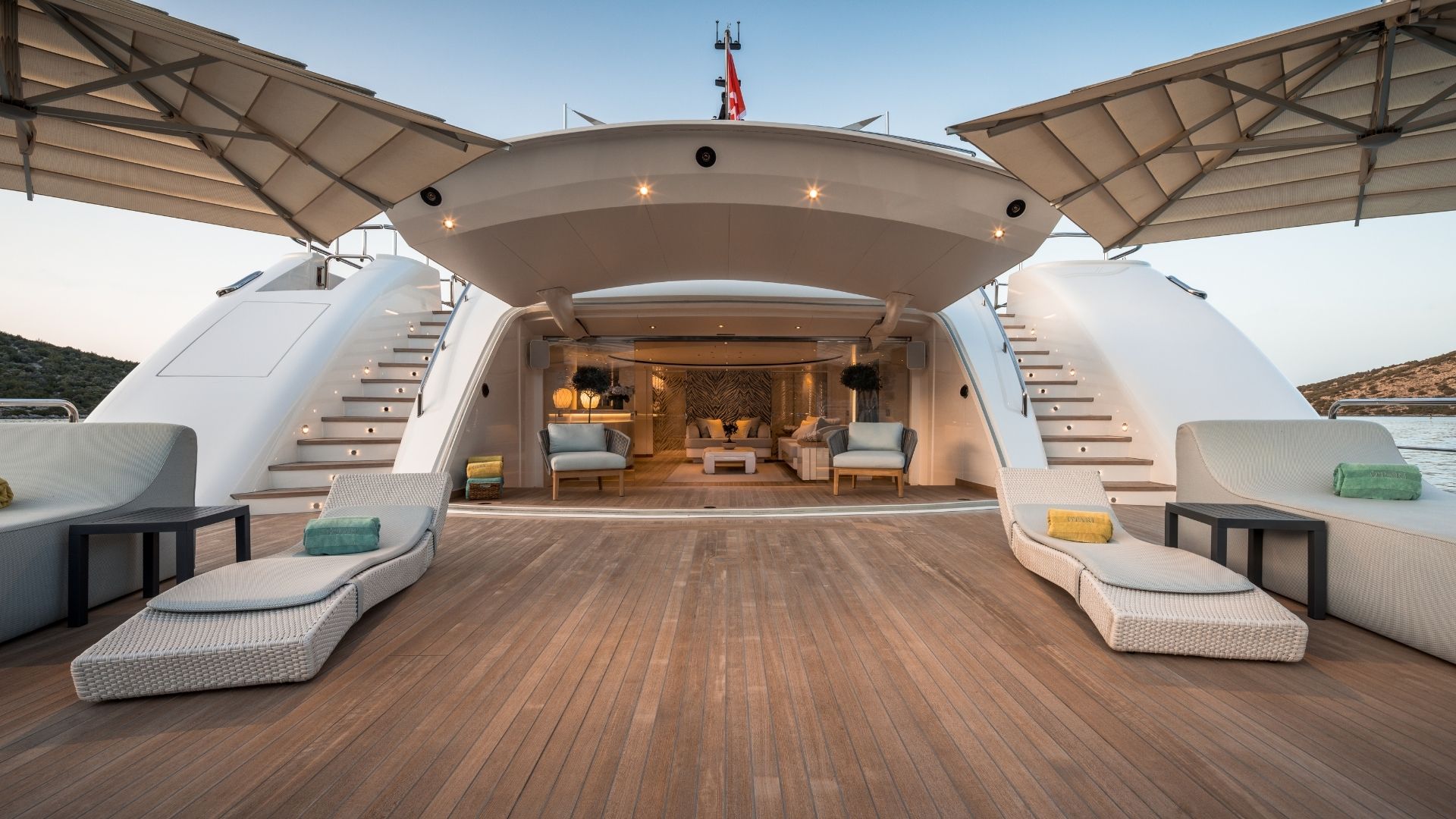 "O'PARI", a 2020 Golden Yachts 95m motor yacht for charter, aft deck