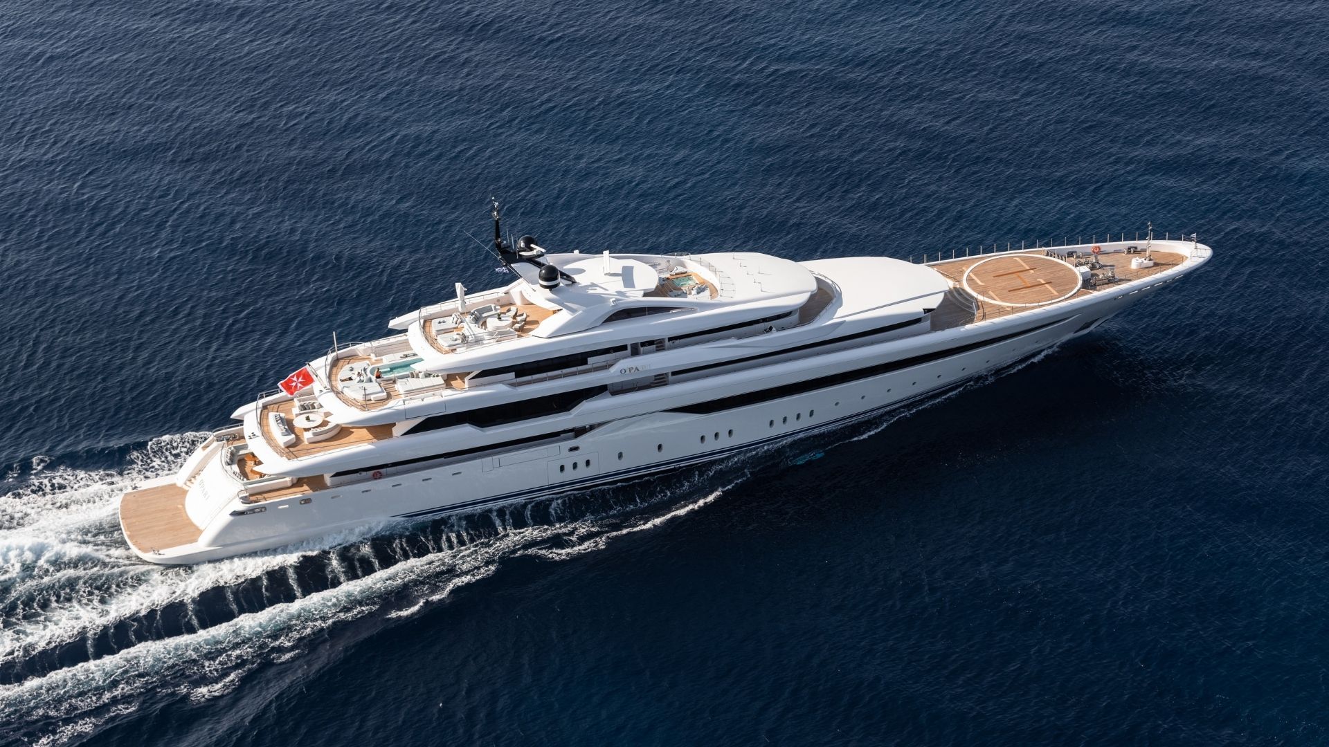 "O'PARI", a 2020 Golden Yachts 95m motor yacht for charter, aerial