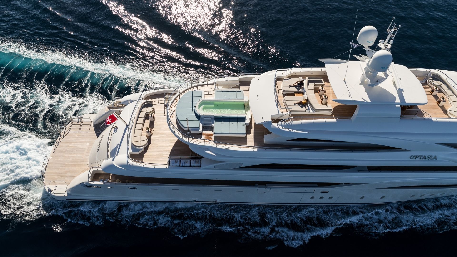 "O'PTASIA", a 2018 Golden Yachts 85m motor yacht for charter, aerial