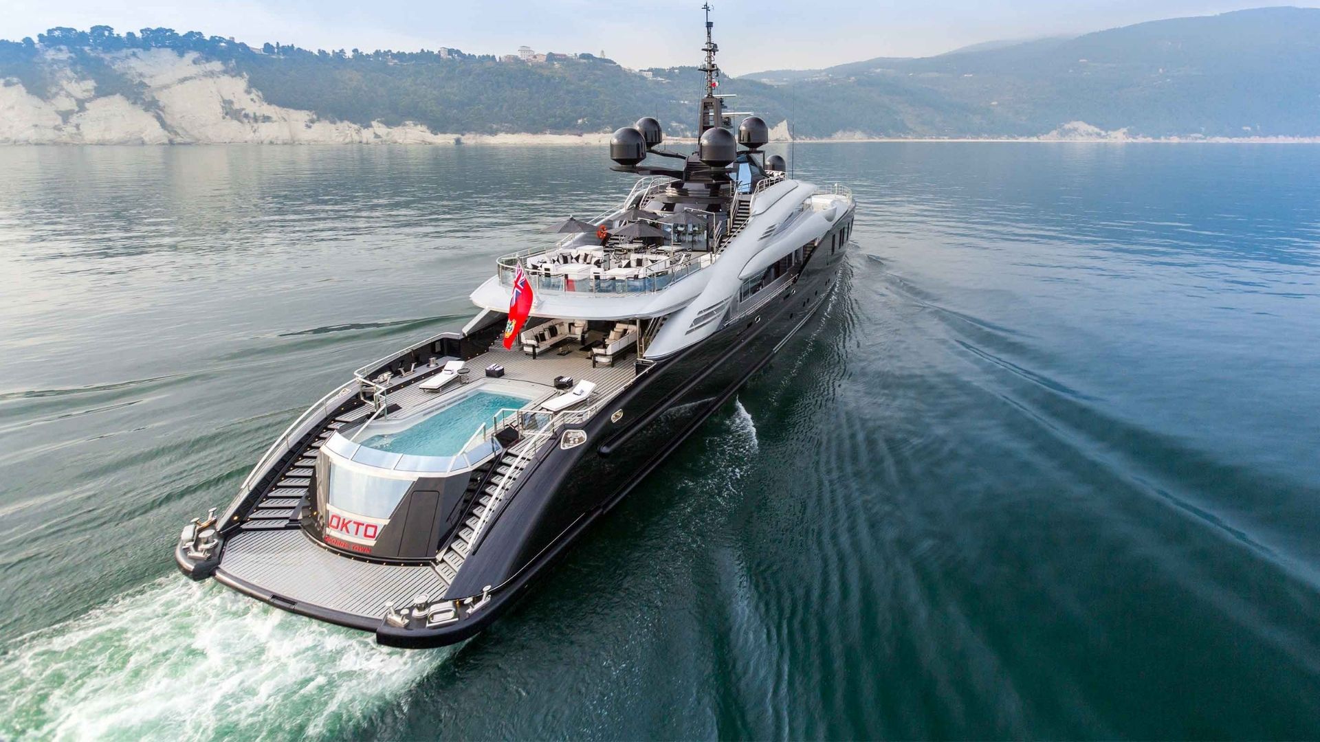 "OKTO", a 2014 ISA Yachts 66.4m motor yacht for charter, stern