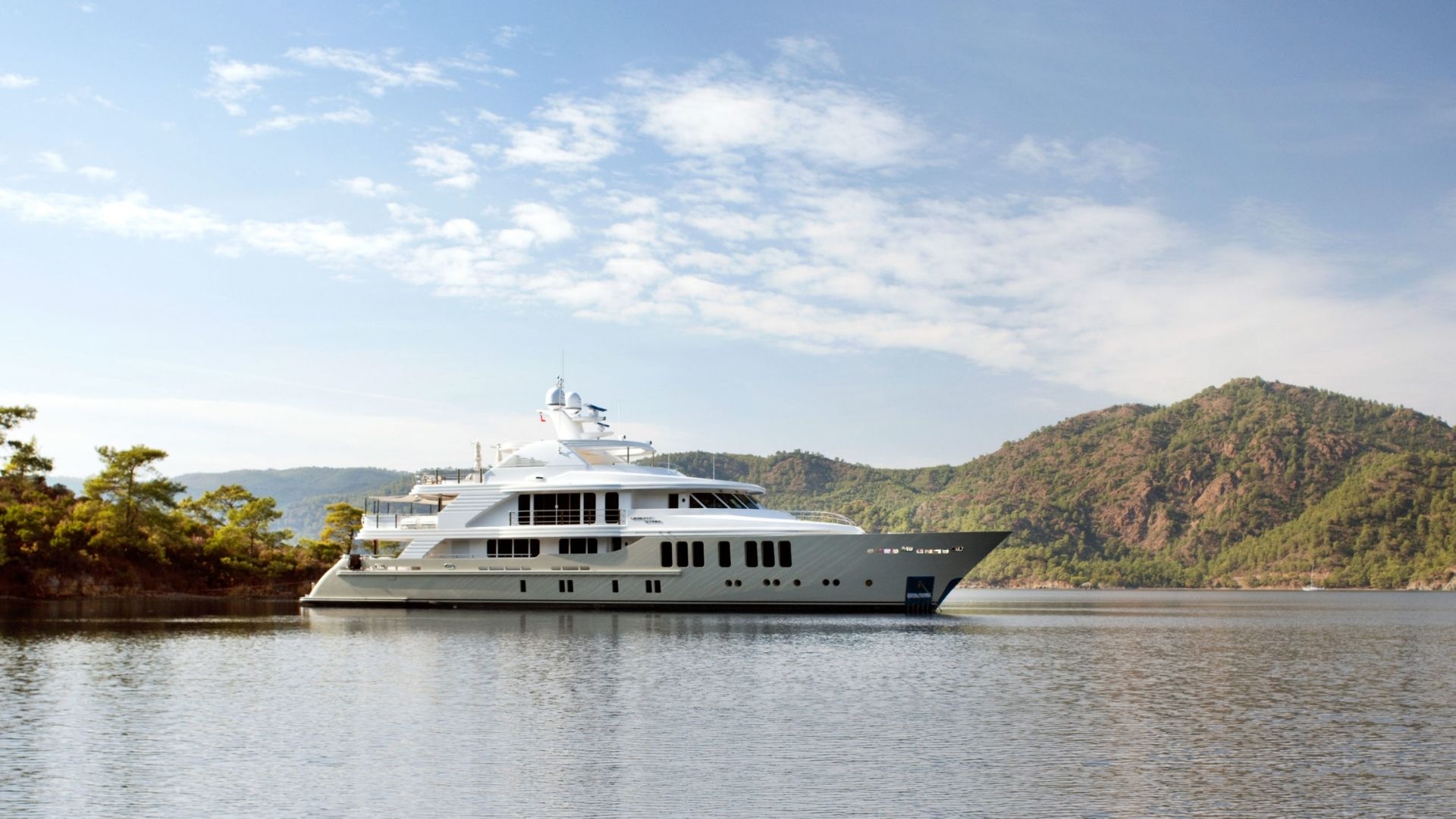 "ORIENT STAR", a 2012 CMB Yachts 47m motor yacht for charter, at anchor
