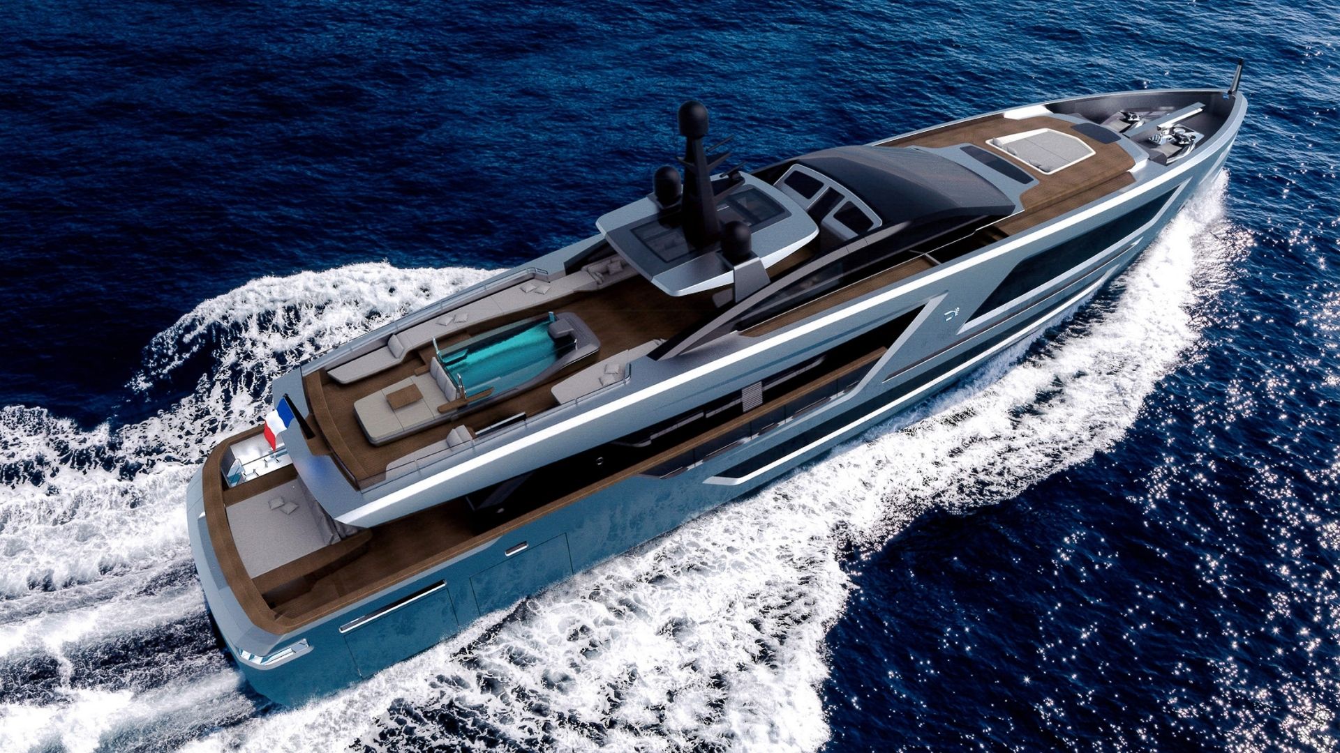 "PANAM", a 2021 Baglietto 39.8m motor yacht for charter, aerial