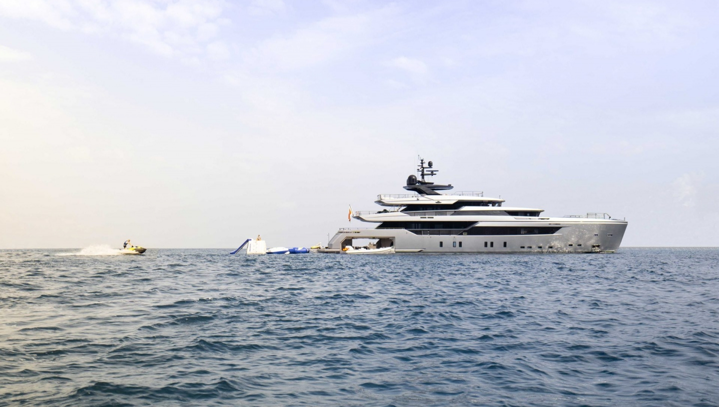 "Pandion Pearl", a 2021 Sanlorenzo 44.5m motor yacht for charter, profile starboard