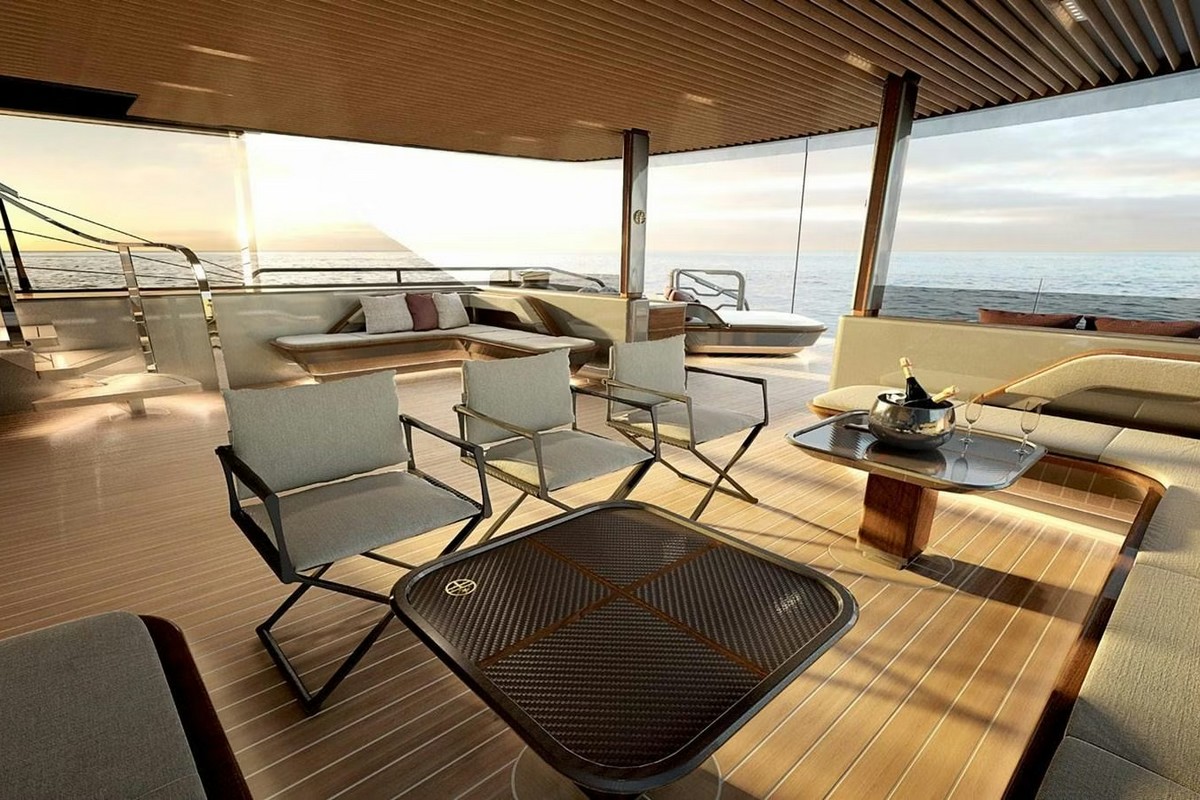 PERINI NAVI 47M SLOOP, a 2028 Perini Navi 47m sailing yacht for sale, cockpit lounge