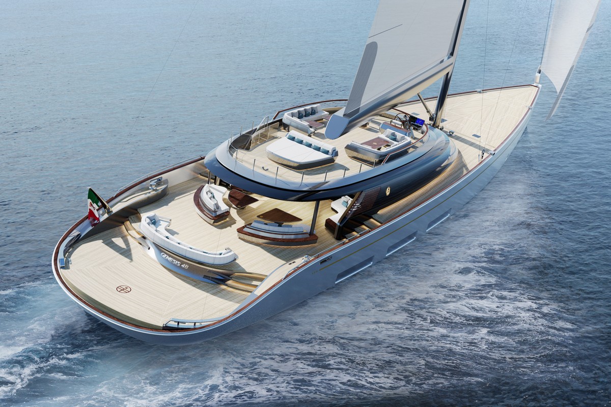 PERINI NAVI 48 CRUISE SLOOP, a 2028 Perini Navi 48m sailing yacht for sale, aerial