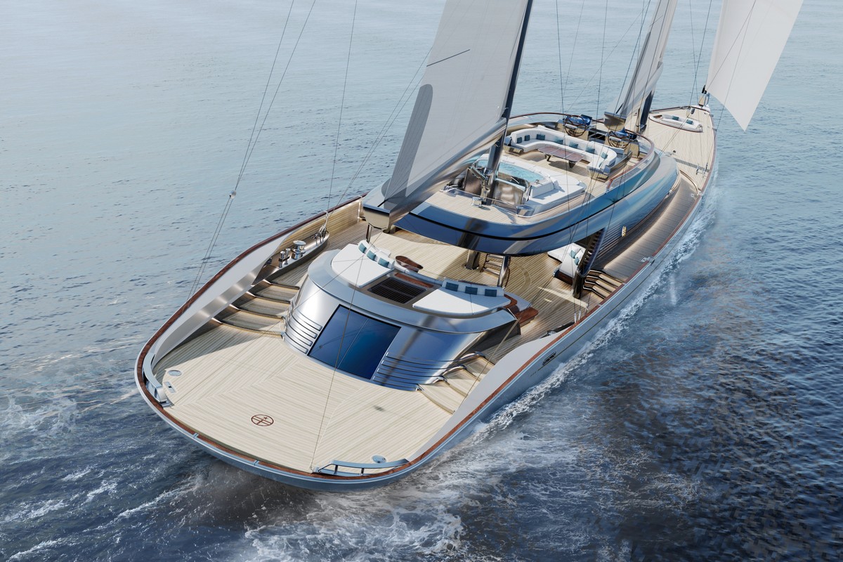 PERINI NAVI 56 KETCH, a 2028 Perini Navi 56m sailing yacht for sale, aerial