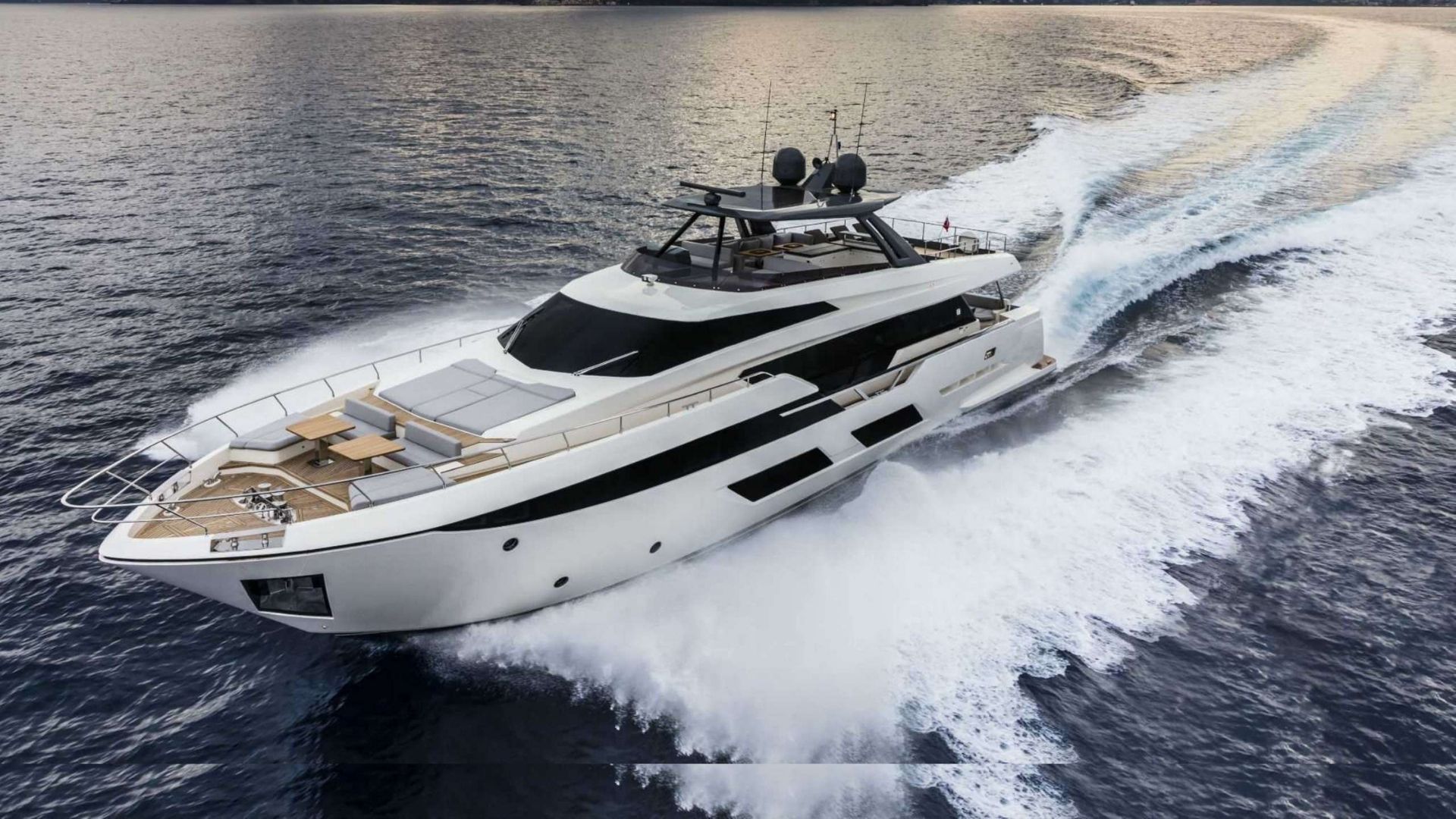 "PIOLA", a 2019 Ferretti Yachts 28.49m motor yacht for charter, aerial