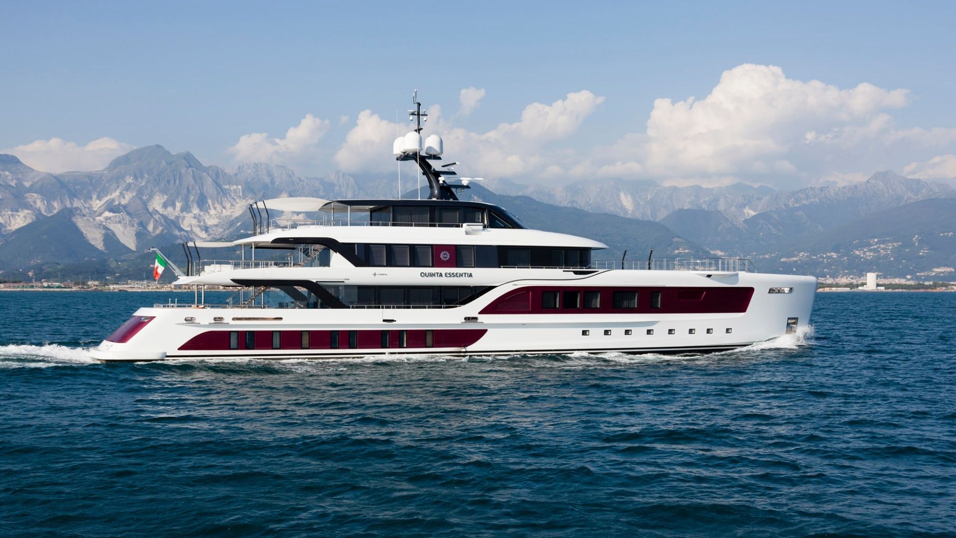 "QUINTA ESSENTIA", a 2016 Admiral Yachts 55m motor yacht for charter, profile starboard