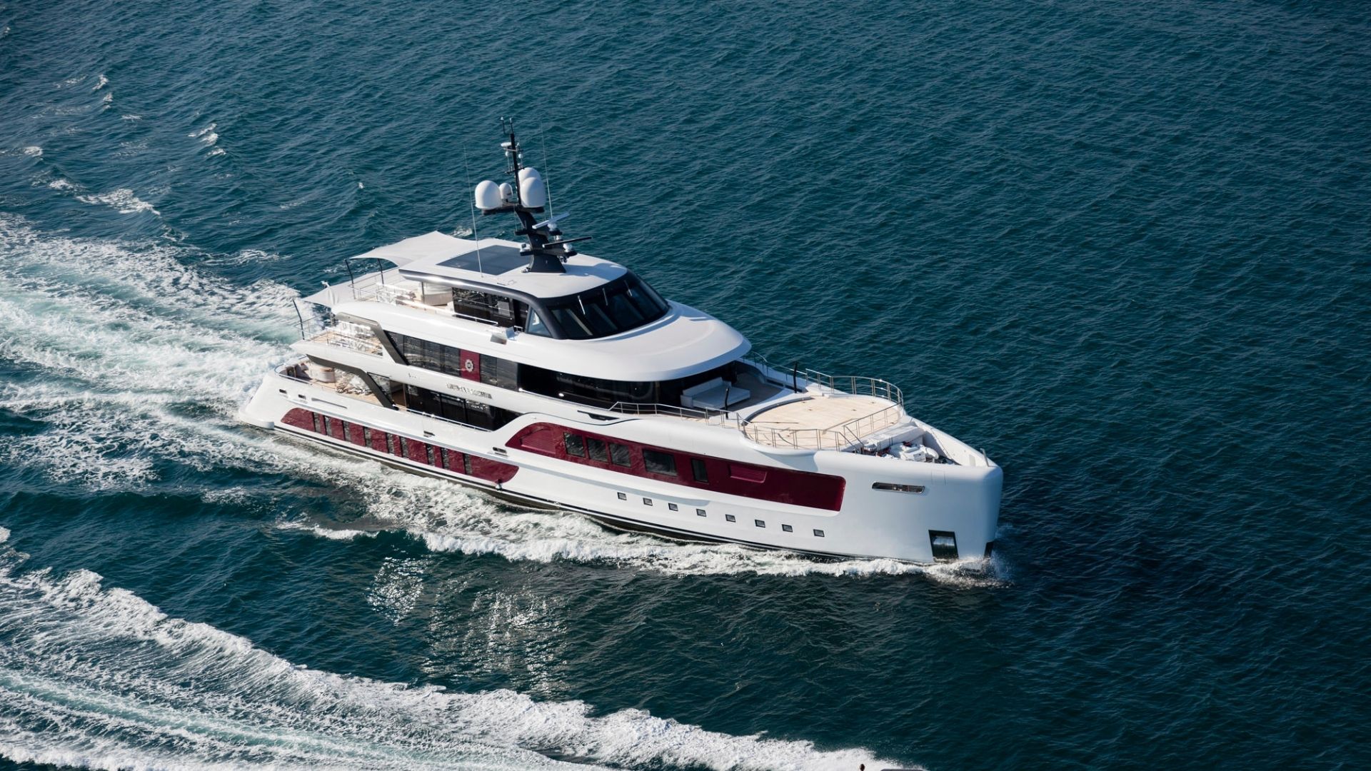 "QUINTA ESSENTIA", a 2016 Admiral Yachts 55m motor yacht for charter, aerial