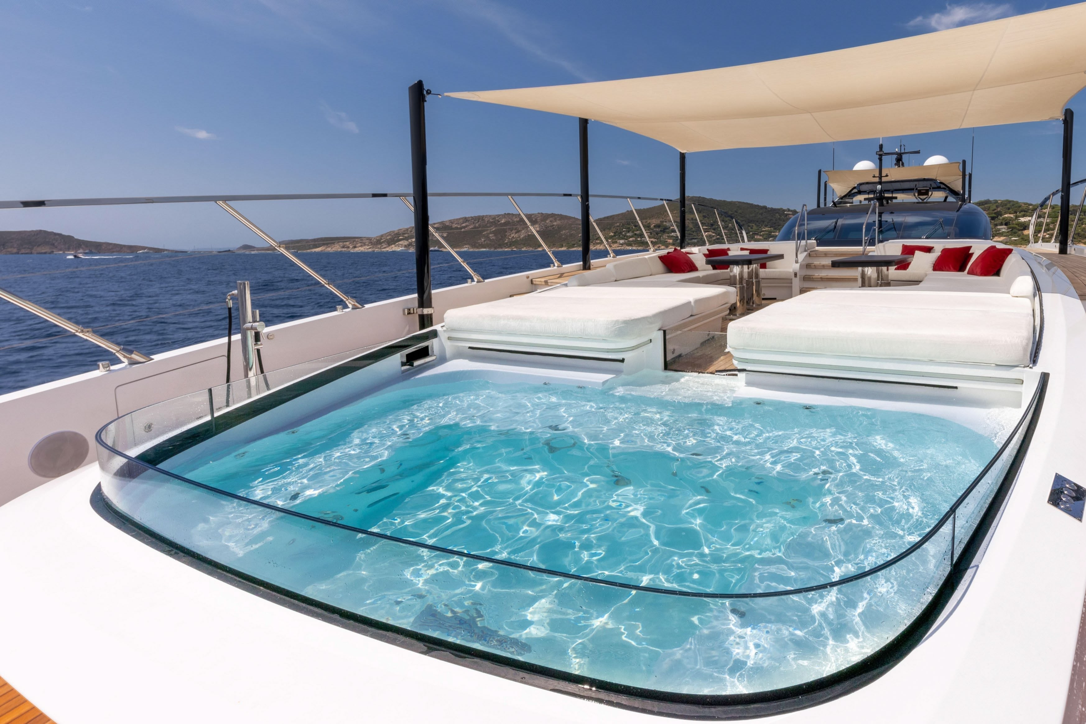 "REBELLIOUS", a 2022 Mangusta 49.9m motor yacht, for sale with Smart Yachts, foredeck