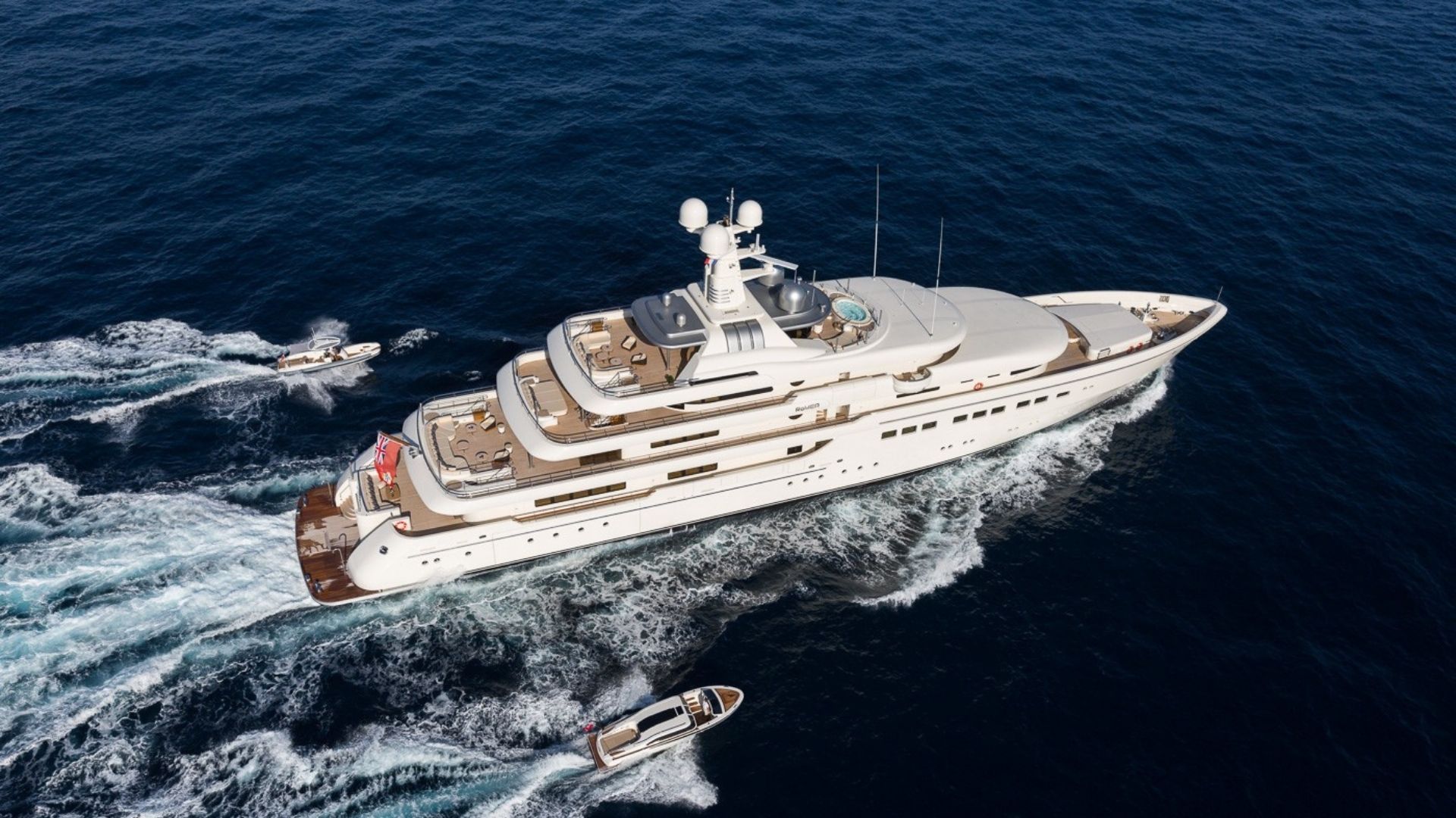 "ROMEA", a 2015 Abeking & Rasmussen 81.8m motor yacht for charter, aerial