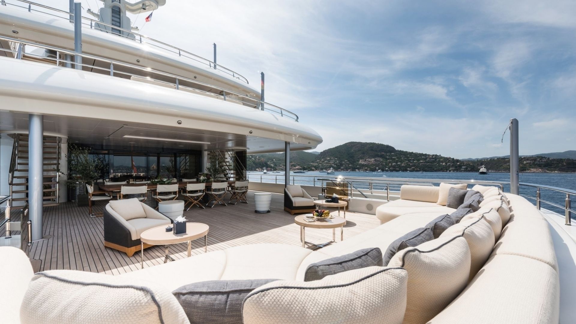 "ROMEA", a 2015 Abeking & Rasmussen 81.8m motor yacht for charter, aft deck