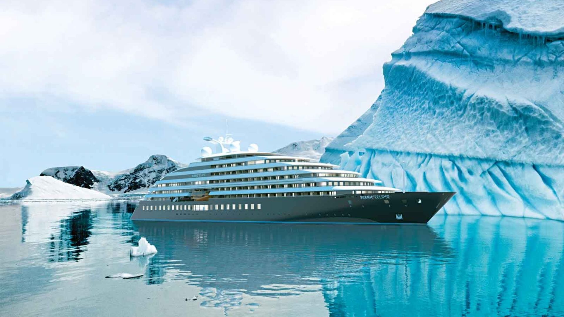 "SCENIC ECLIPSE", a 2018 Uljanik 168m motor yacht for charter, at anchor