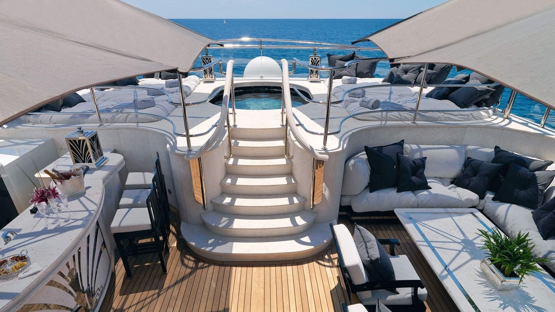 "SILVER ANGEL", a 2009 Benetti 64.5m motor yacht for charter, sundeck