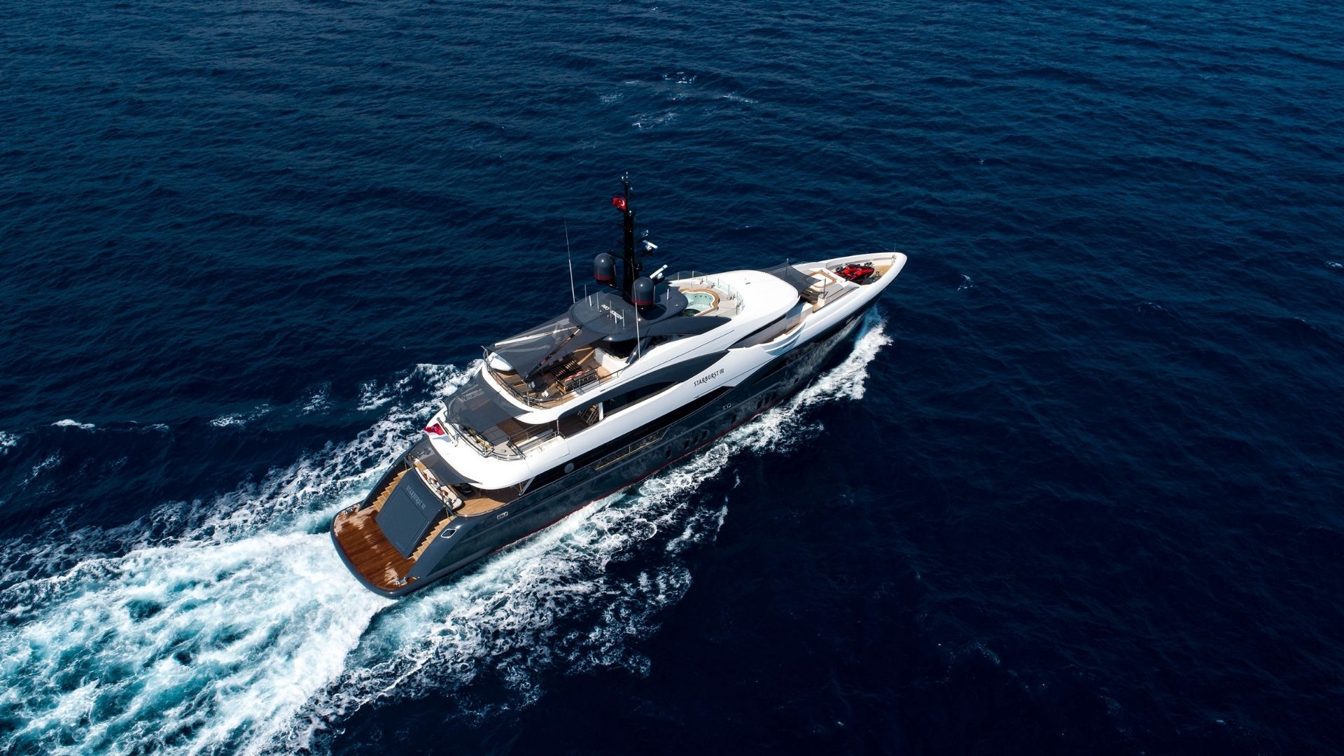 "STARBURST III", a 2017 Bilgin Yachts 47.5m motor yacht for charter, aerial