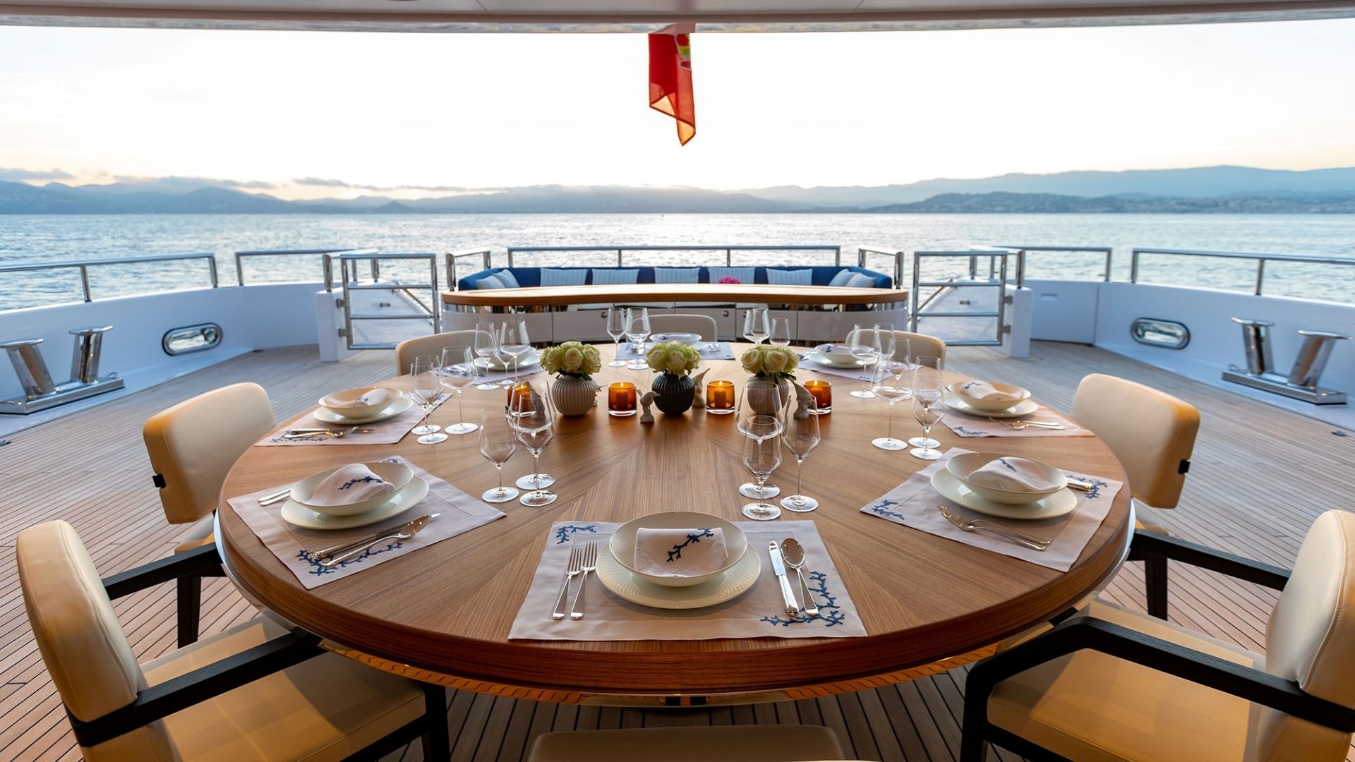 "STARLUST", a 2020 Abeking & Rasmussen 68.2m motor yacht for charter, aft deck dining