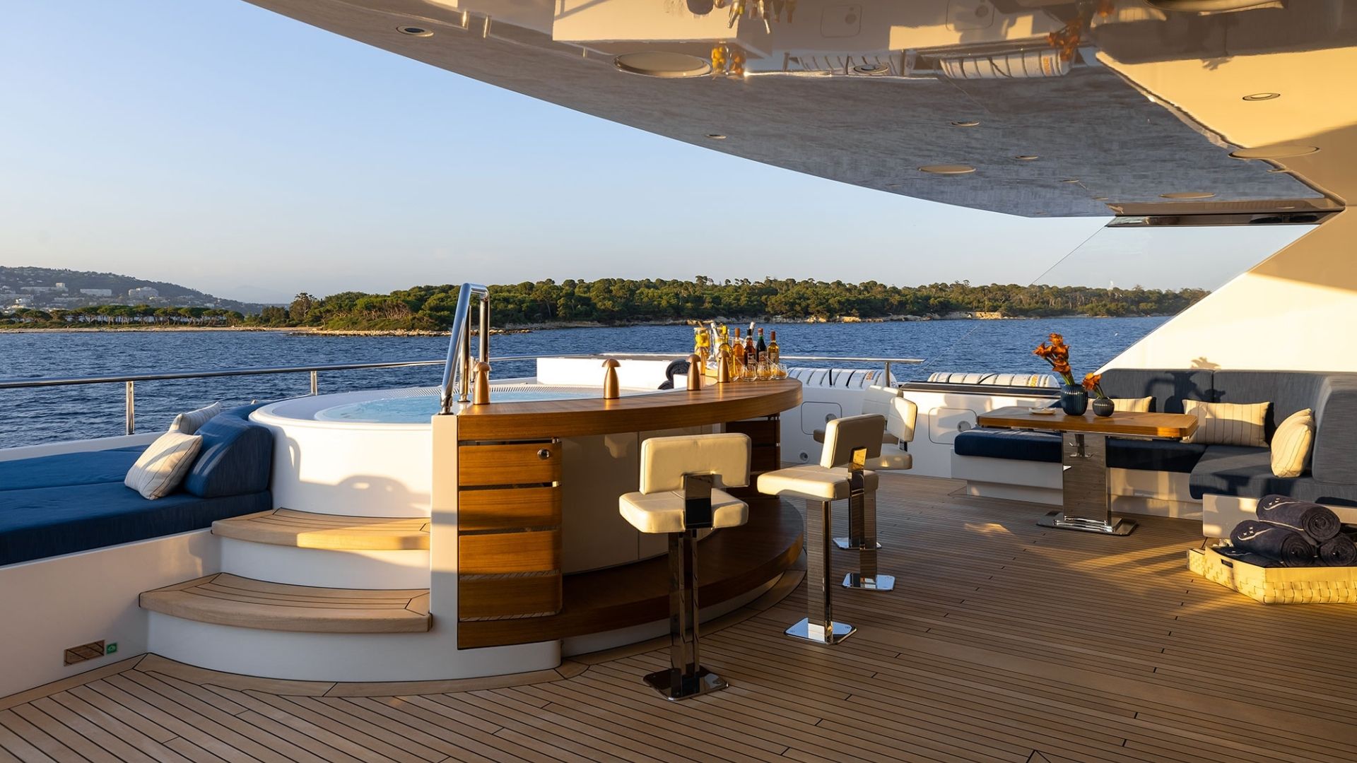 "STARLUST", a 2020 Abeking & Rasmussen 68.2m motor yacht for charter, sundeck bar