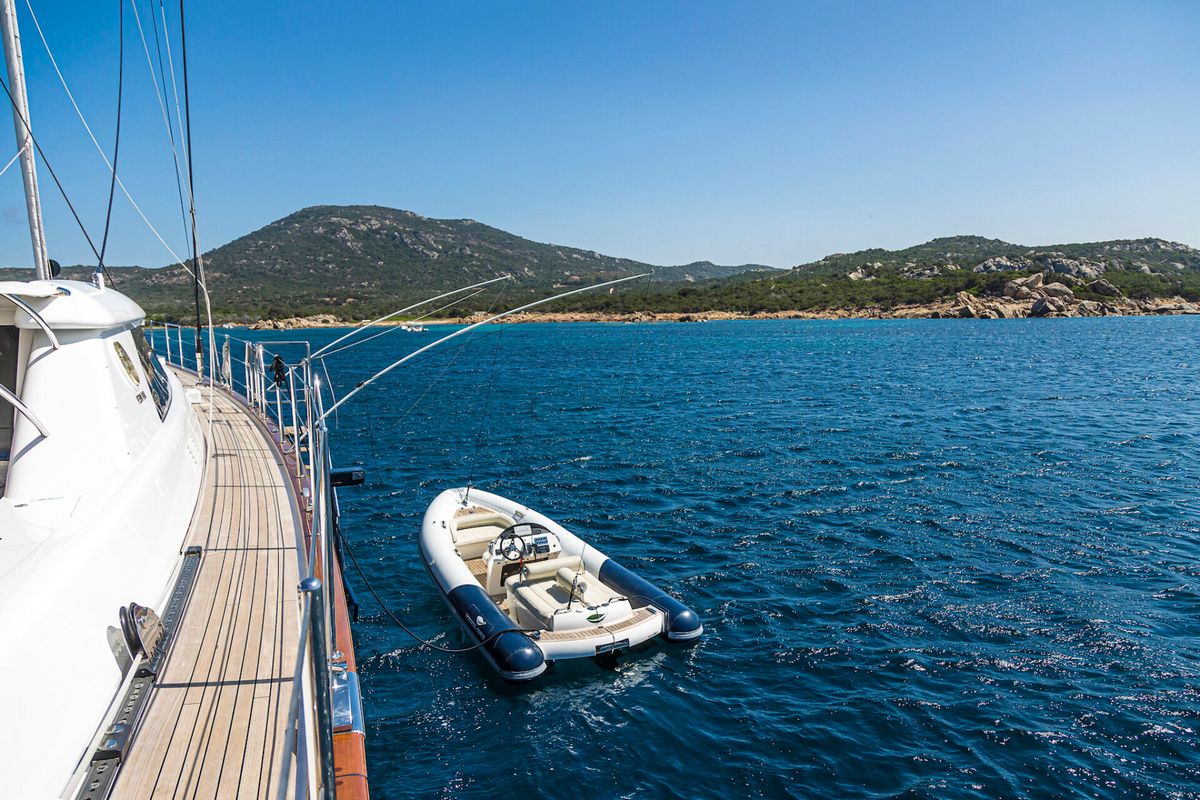 "STATE OF GRACE", a 2013 Perini Navi 39.4m sailing yacht for sale, side deck