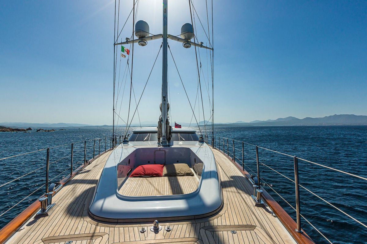 "STATE OF GRACE", a 2013 Perini Navi 39.4m sailing yacht for sale, foredeck